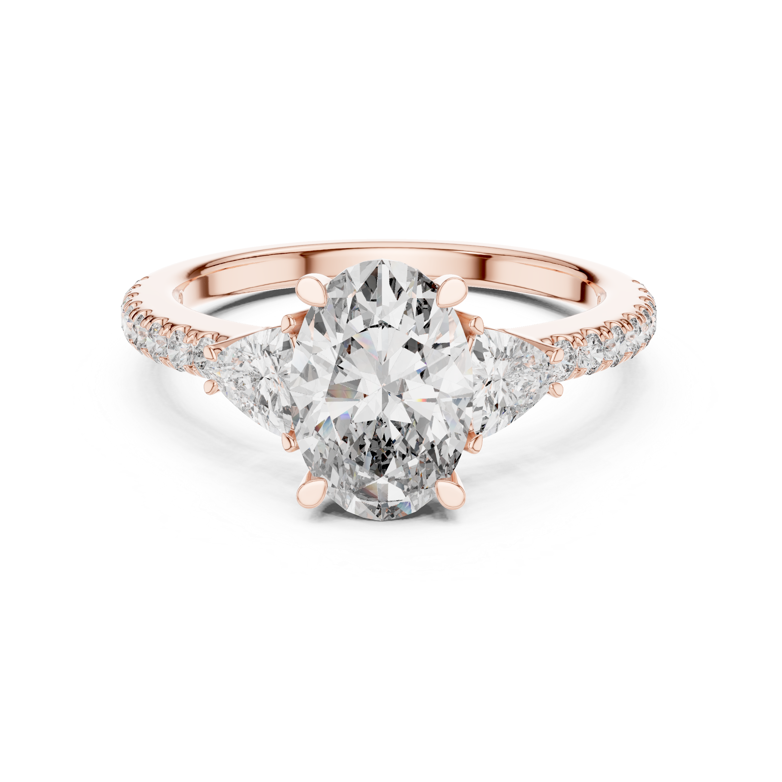 Muur Atelier Solid Gold Oval & Trillion Three-Stone Diamond Engagement Ring