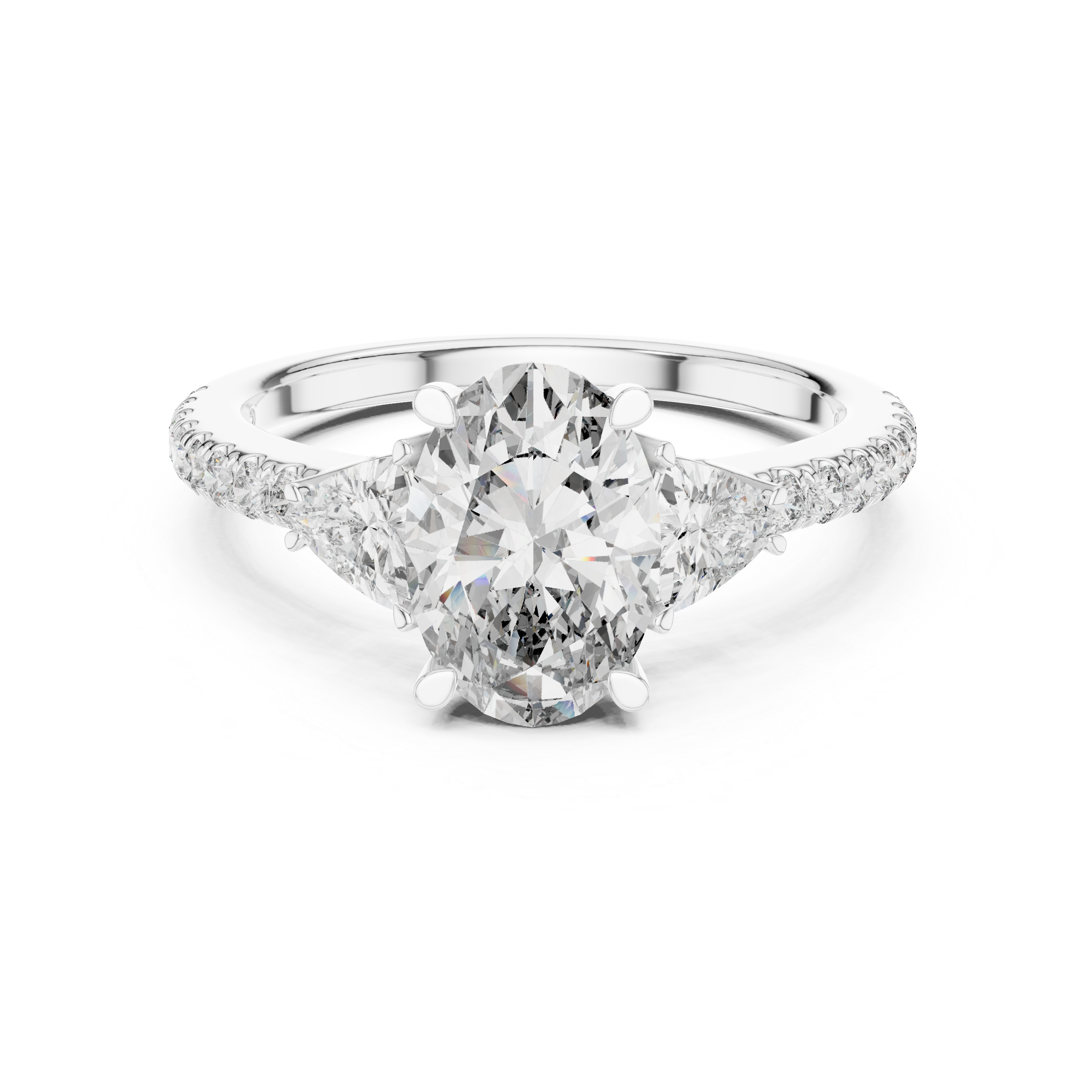 Muur Atelier Solid Gold Oval & Trillion Three-Stone Diamond Engagement Ring