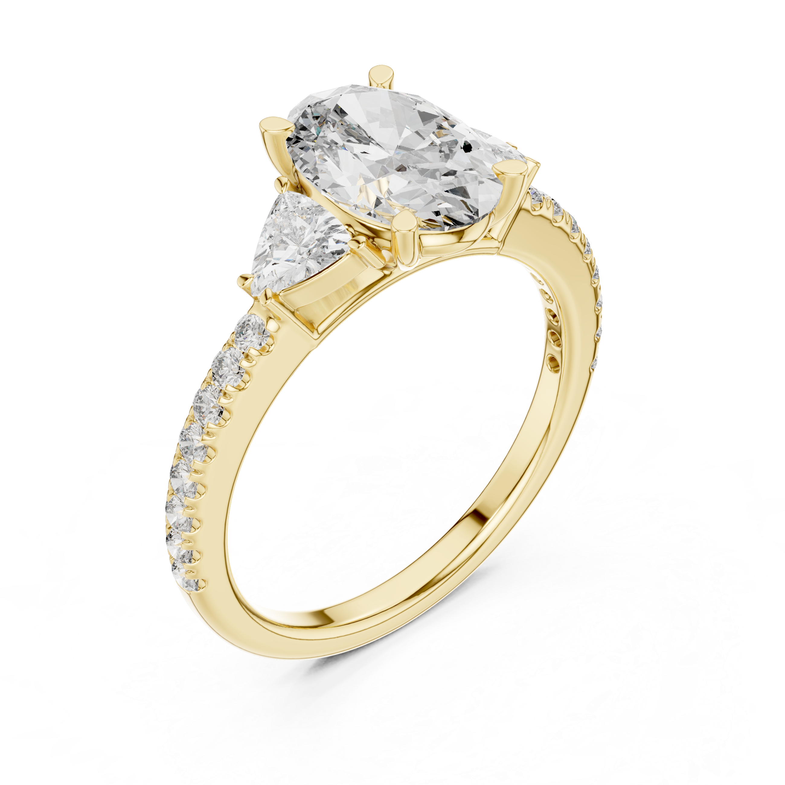 Muur Atelier Solid Gold Oval & Trillion Three-Stone Diamond Engagement Ring