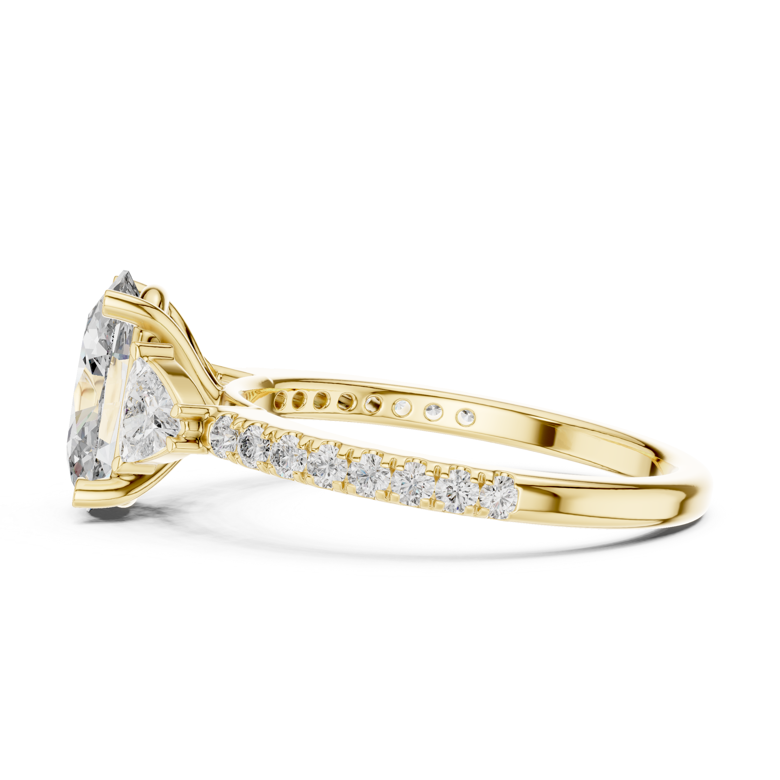 Muur Atelier Solid Gold Oval & Trillion Three-Stone Diamond Engagement Ring