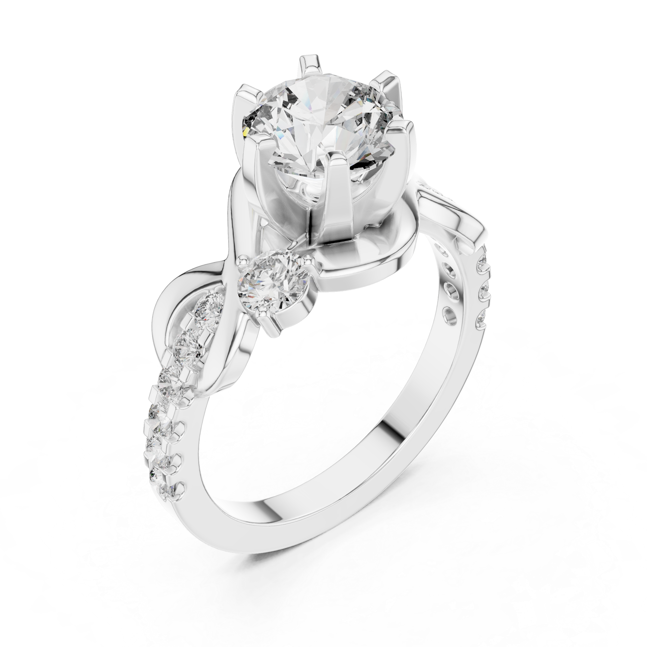 Muur Atelier Solid Gold Organic Twist Three-Stone Diamond Engagement Ring
