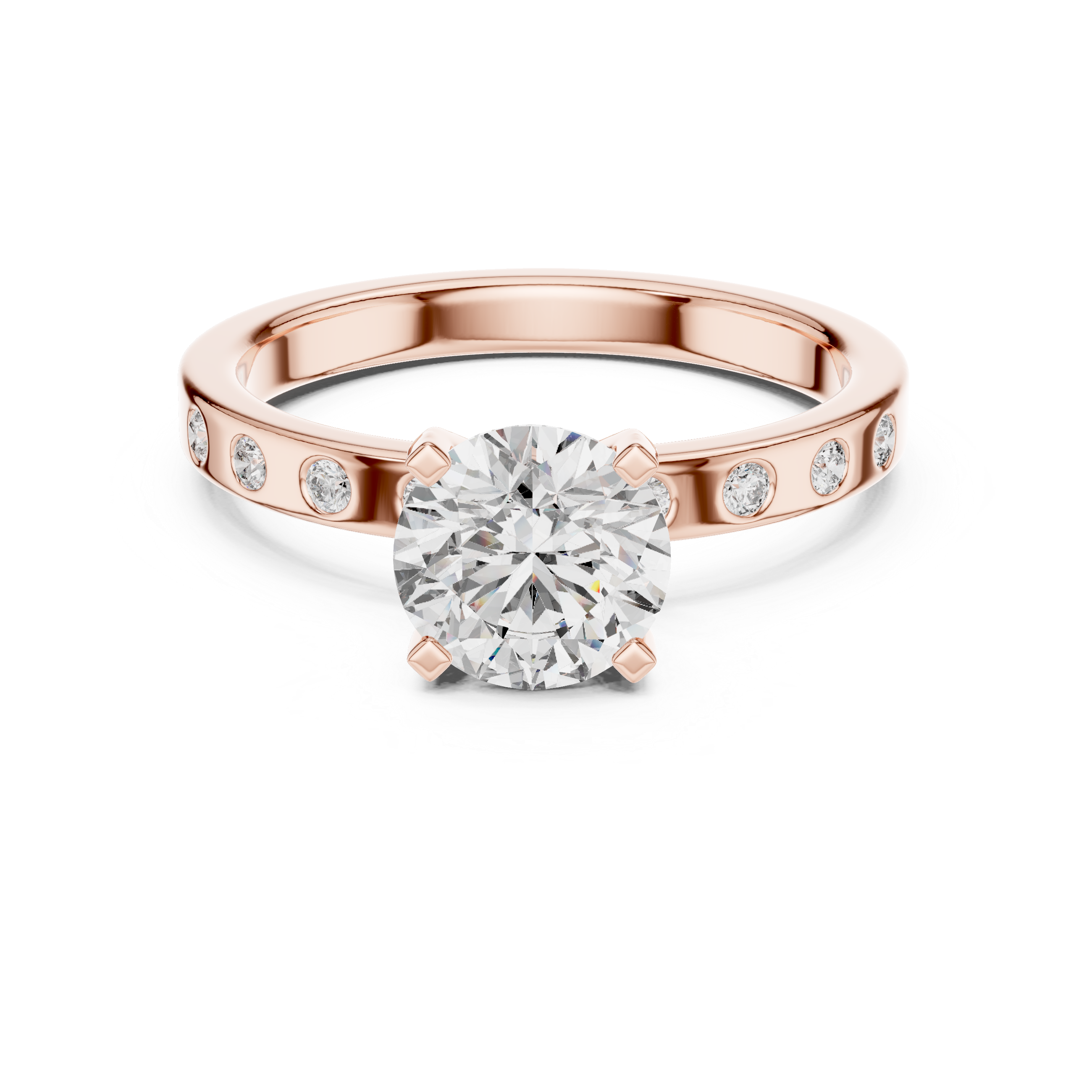 Muur Atelier Solid Gold Flush Set Modern Solitaire Diamond Engagement Ring