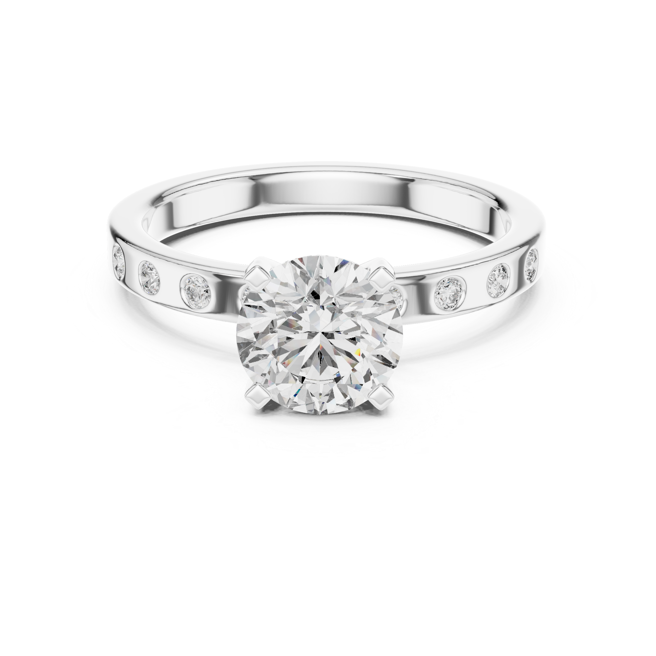 Muur Atelier Solid Gold Flush Set Modern Solitaire Diamond Engagement Ring