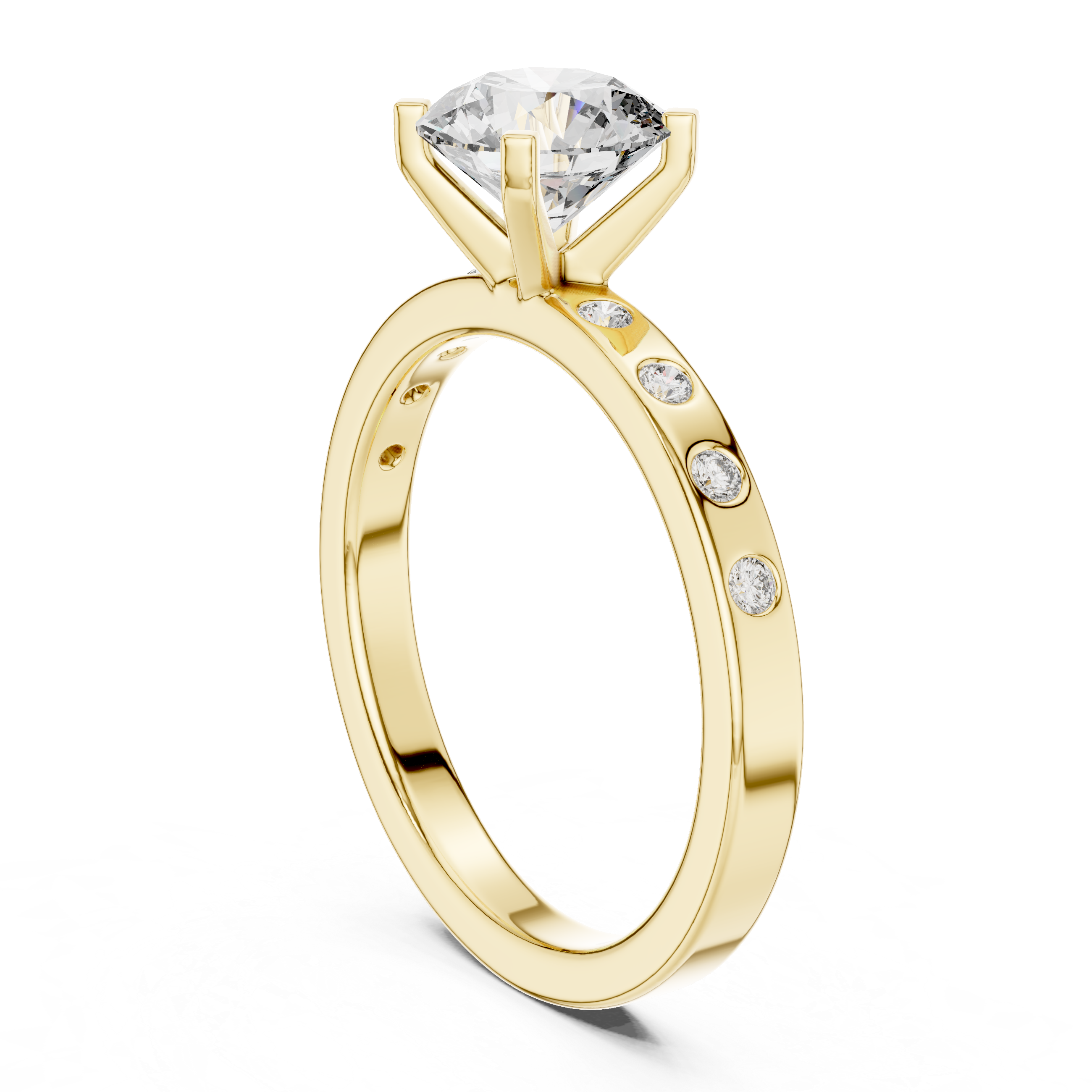 Muur Atelier Solid Gold Flush Set Modern Solitaire Diamond Engagement Ring