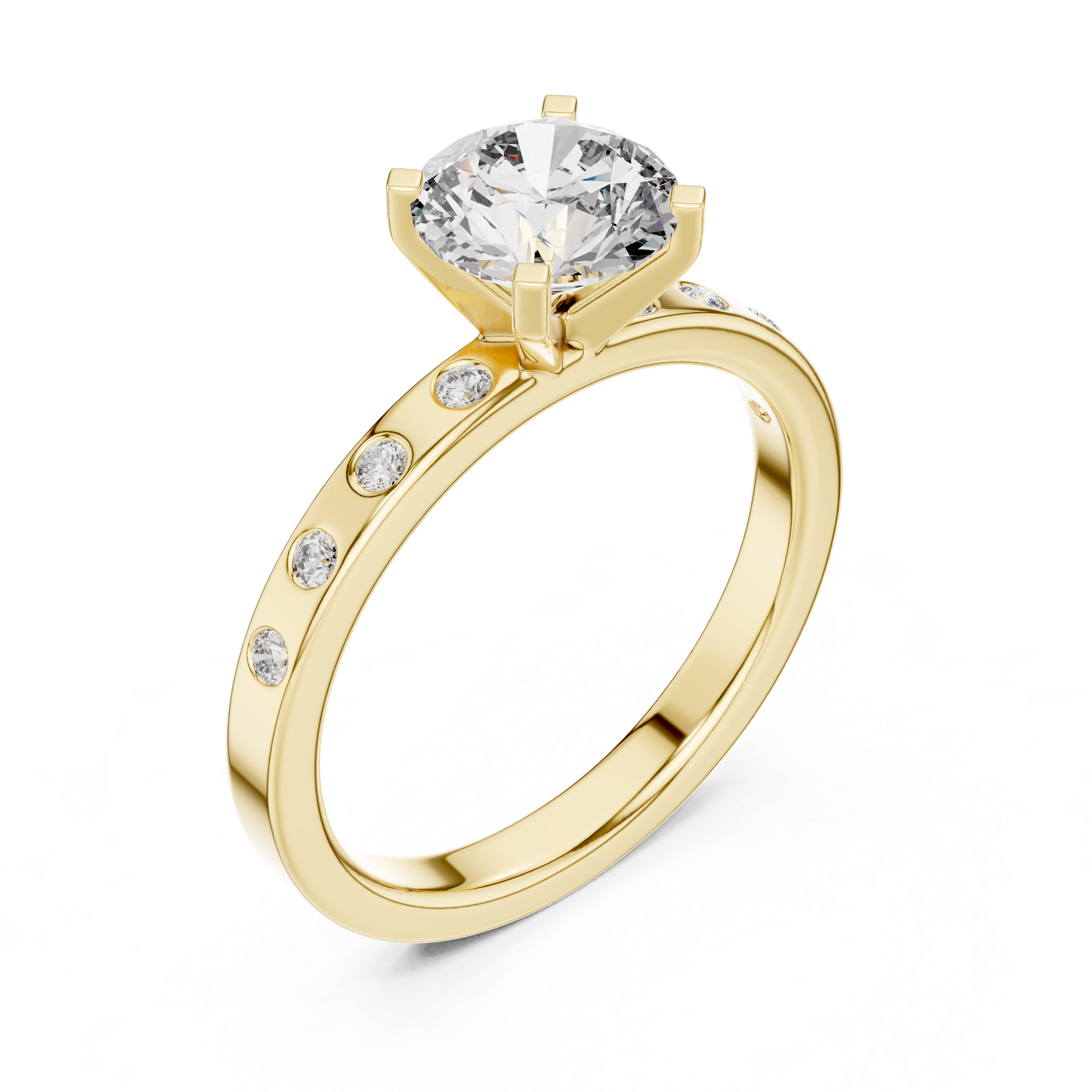 Muur Atelier Solid Gold Flush Set Modern Solitaire Diamond Engagement Ring