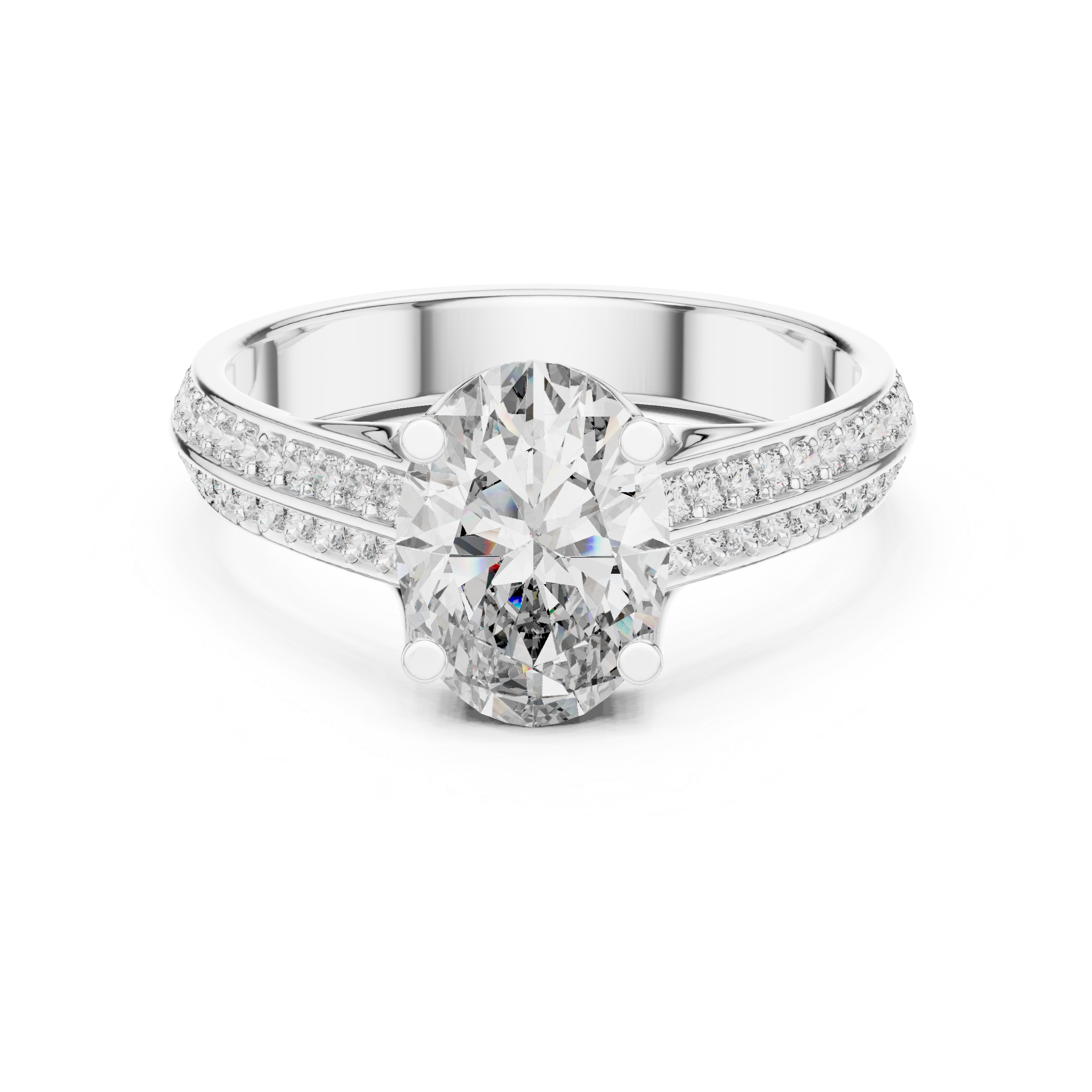 Muur Atelier Solid Gold Triple-Row Pavé Oval Diamond Engagement Ring