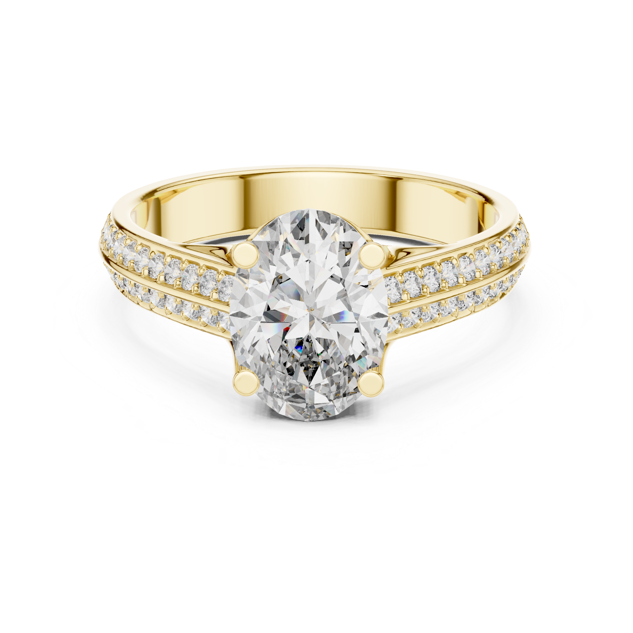 Muur Atelier Solid Gold Triple-Row Pavé Oval Diamond Engagement Ring