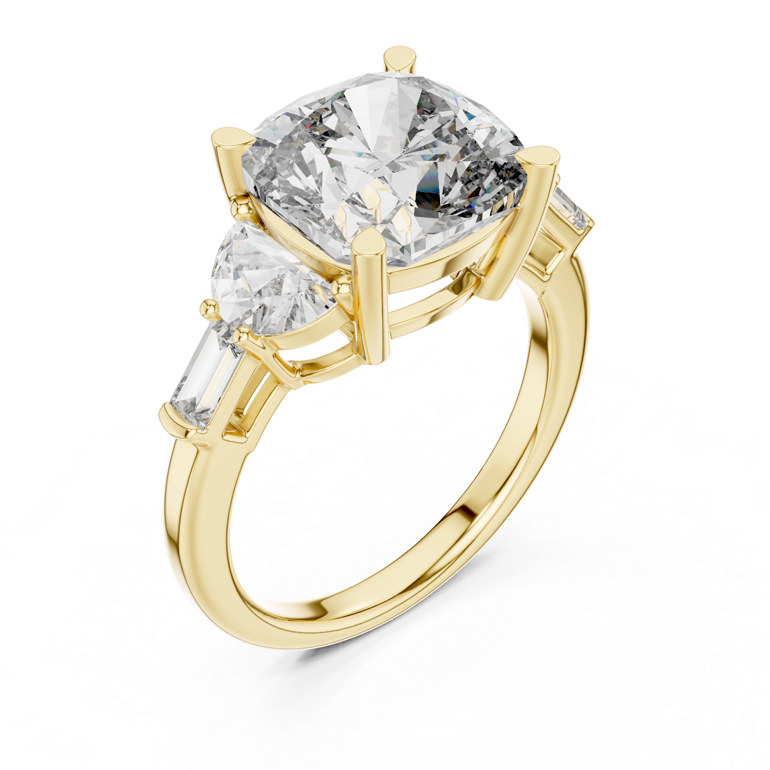 Muur Atelier Solid Gold Cushion, Half-Moon & Baguette Five-Stone Diamond Ring