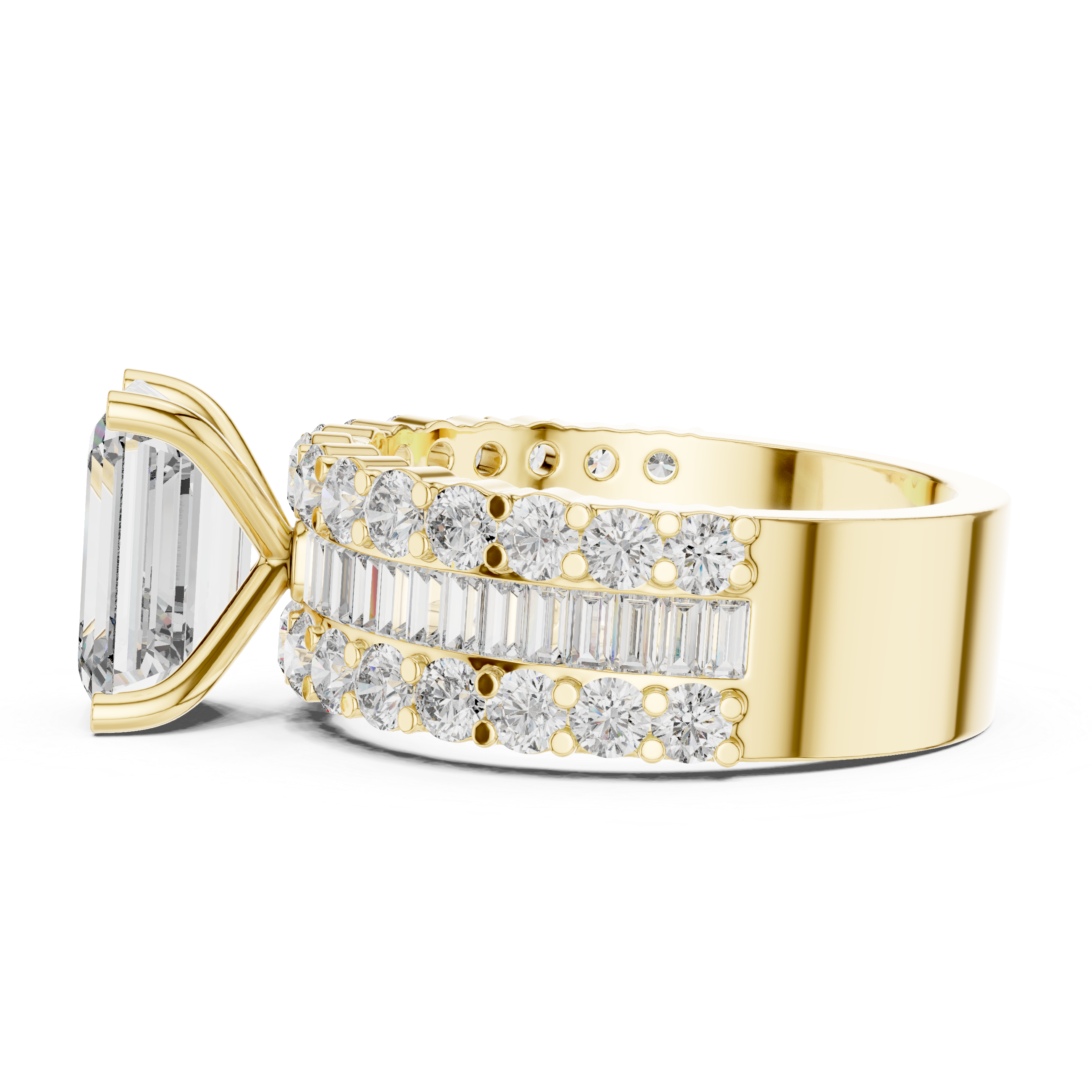 Muur Atelier Solid Gold Emerald Cut Wide Band Statement Ring