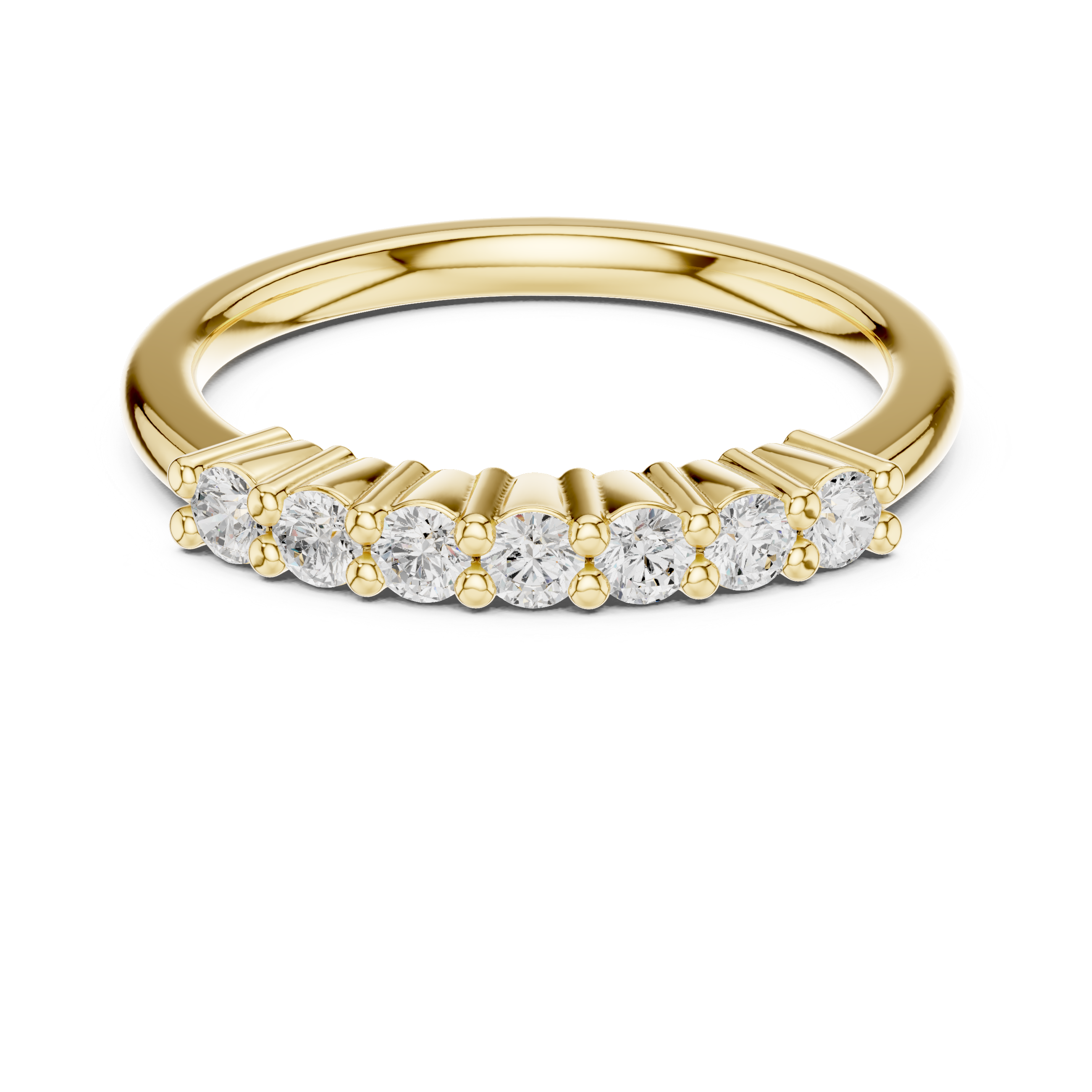 Gold ring with diamonds on a white background