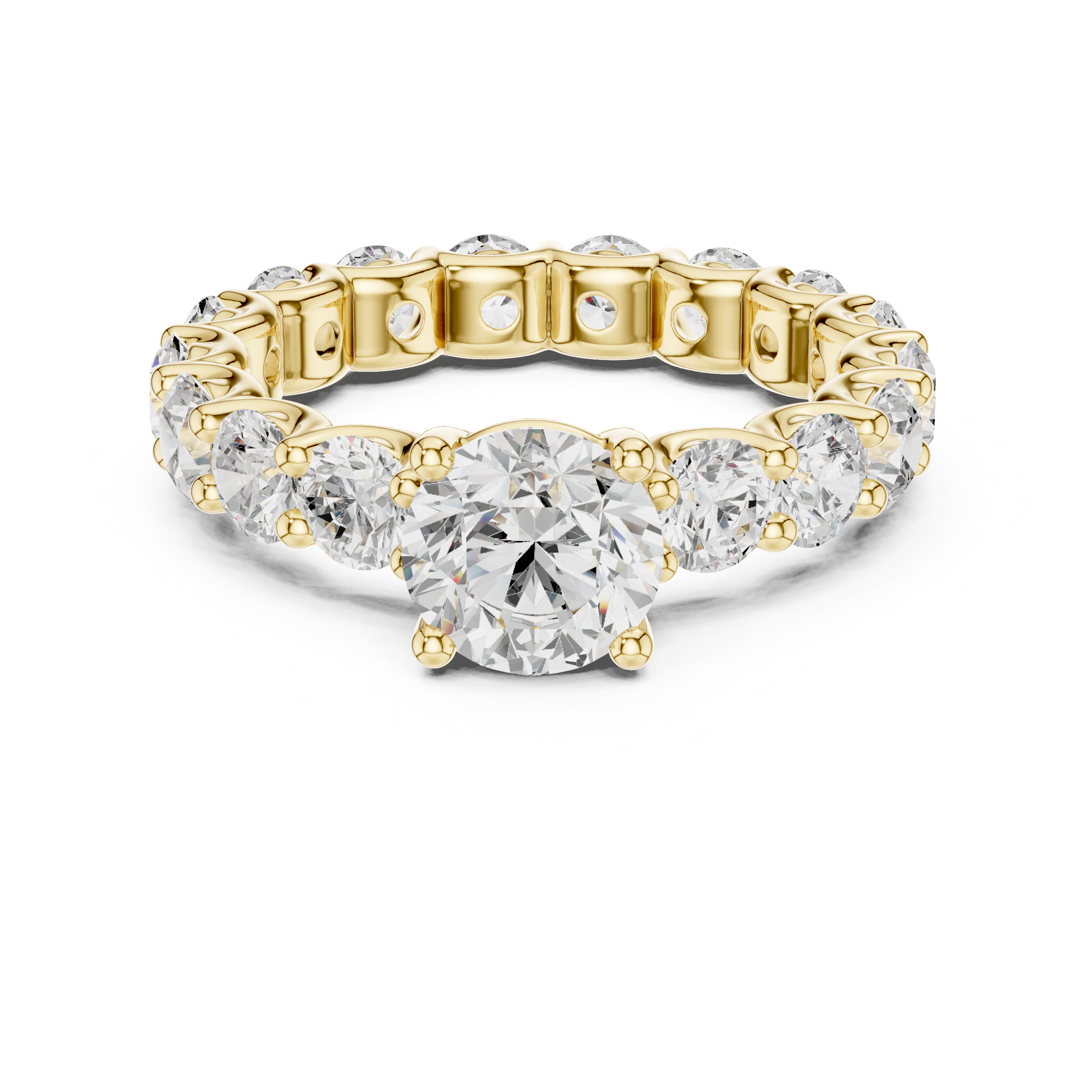 Gold and diamond ring on a white background