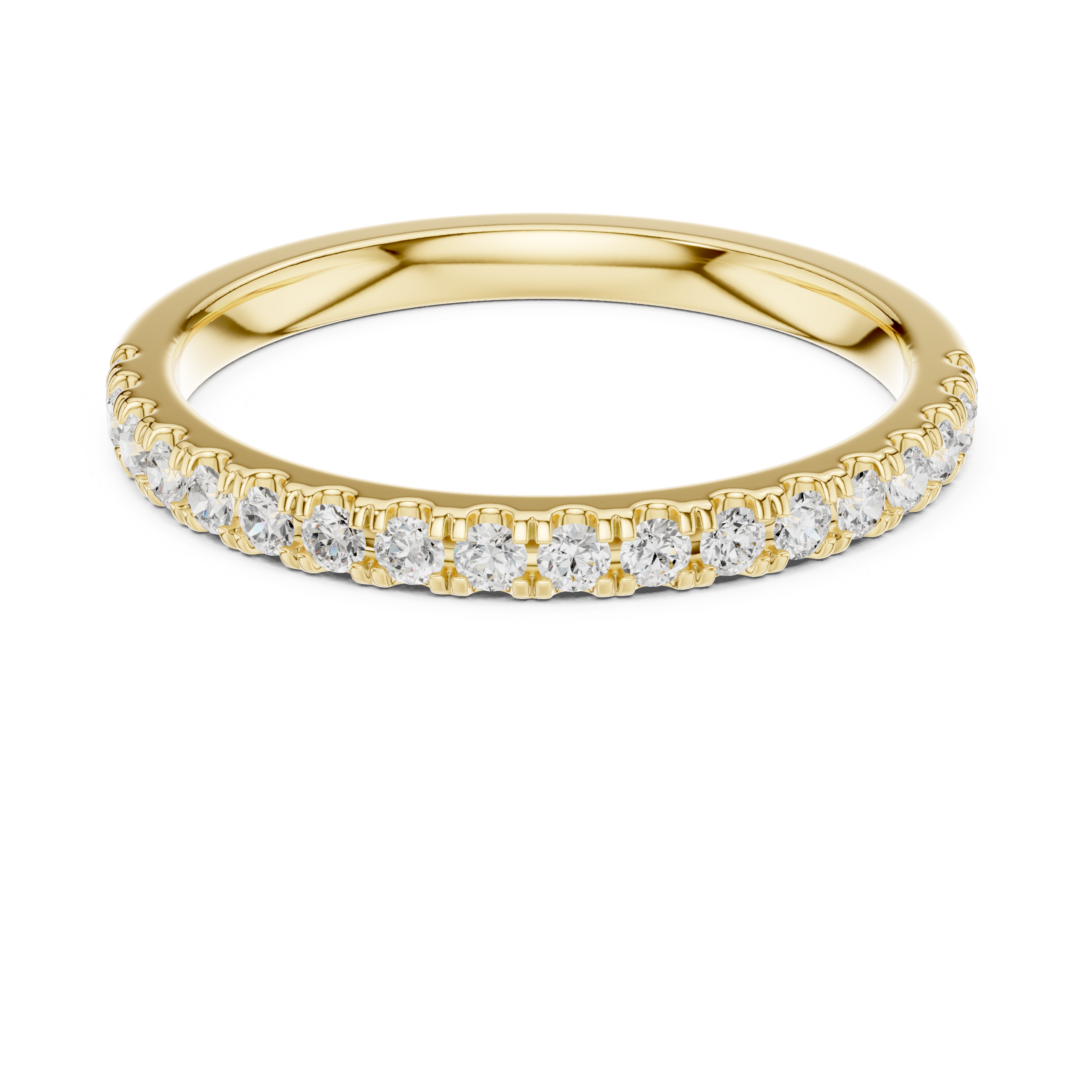 Gold ring with diamonds on a white background