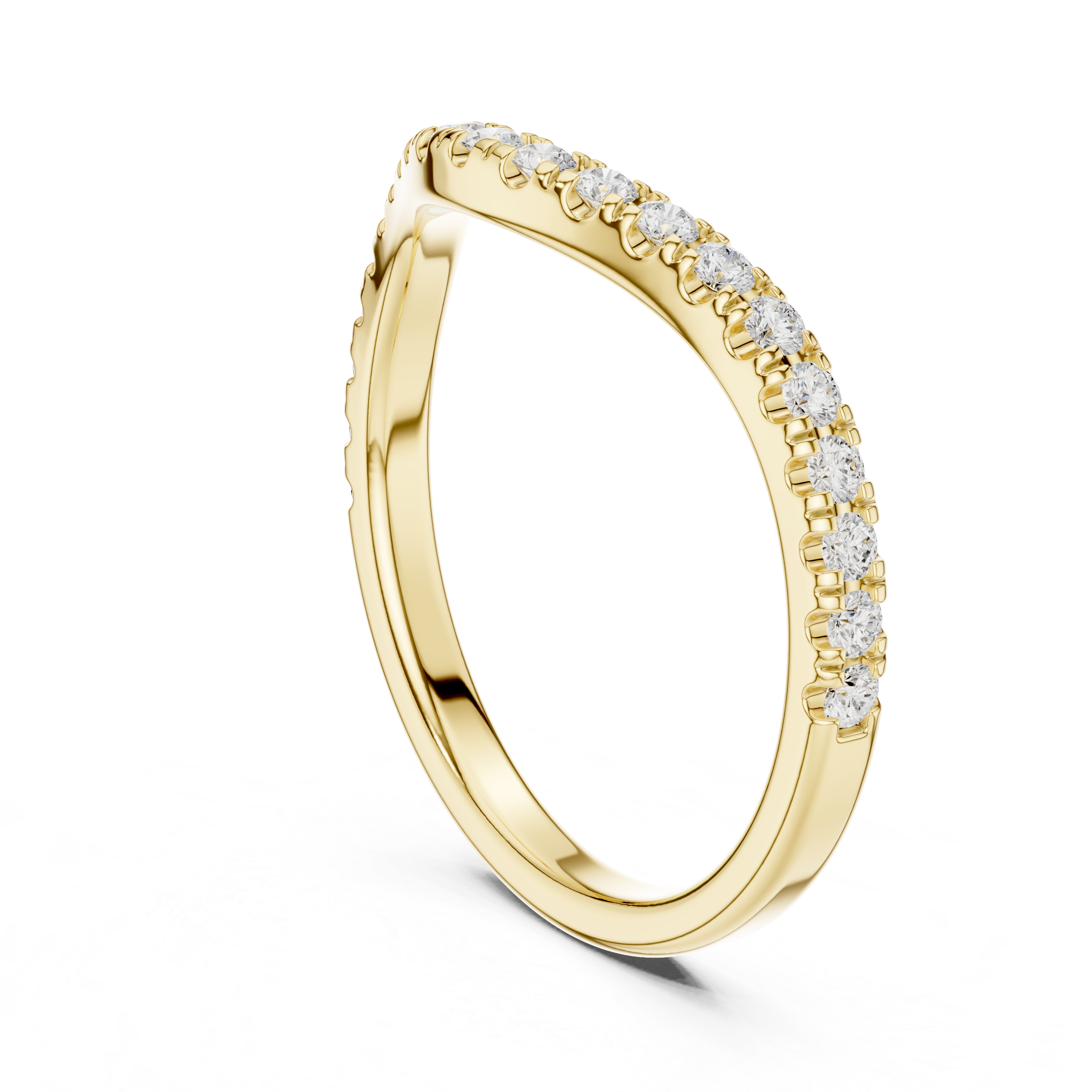 Gold ring with diamonds on a white background