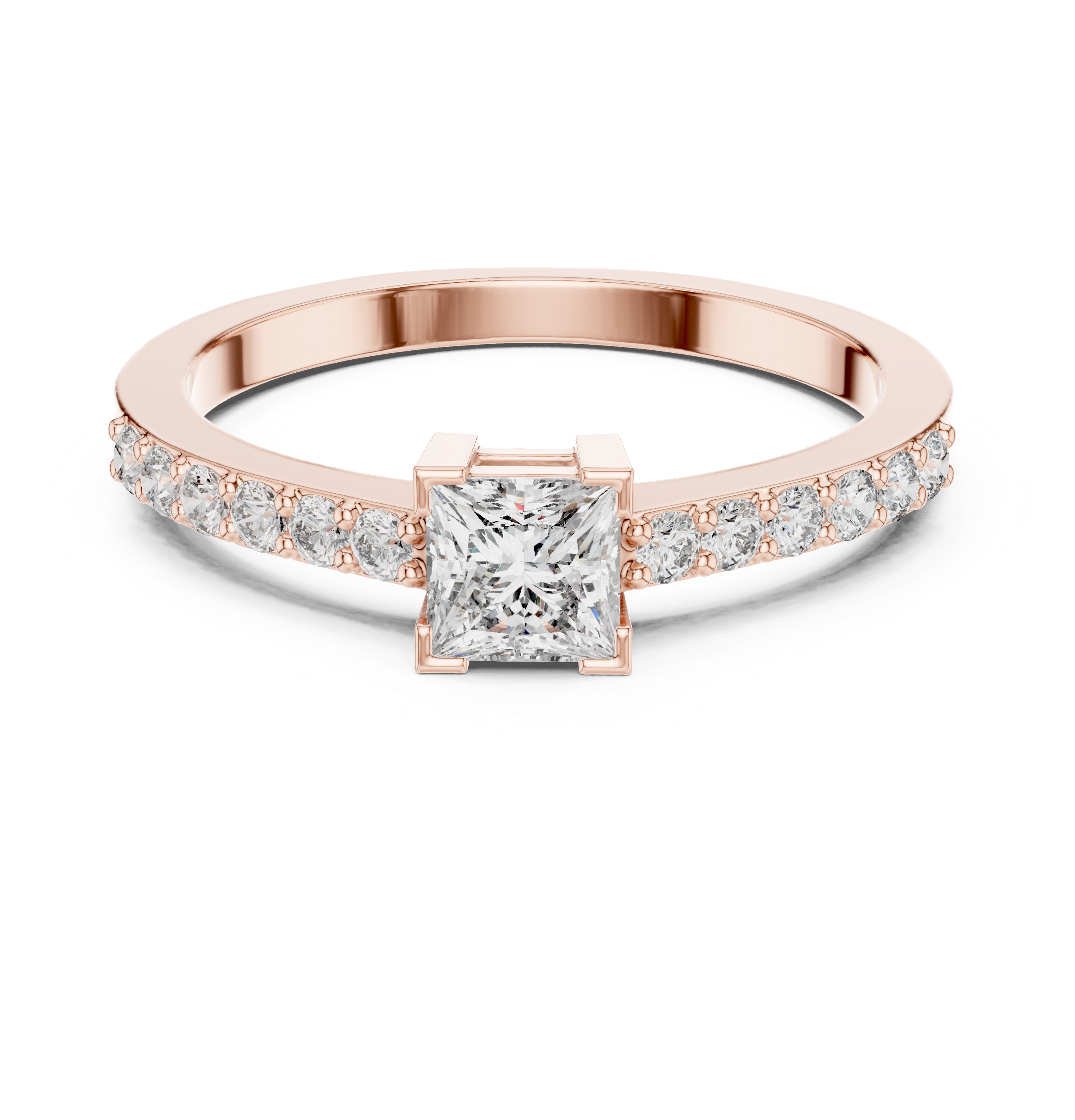 Princess Cut Pavé Solitaire