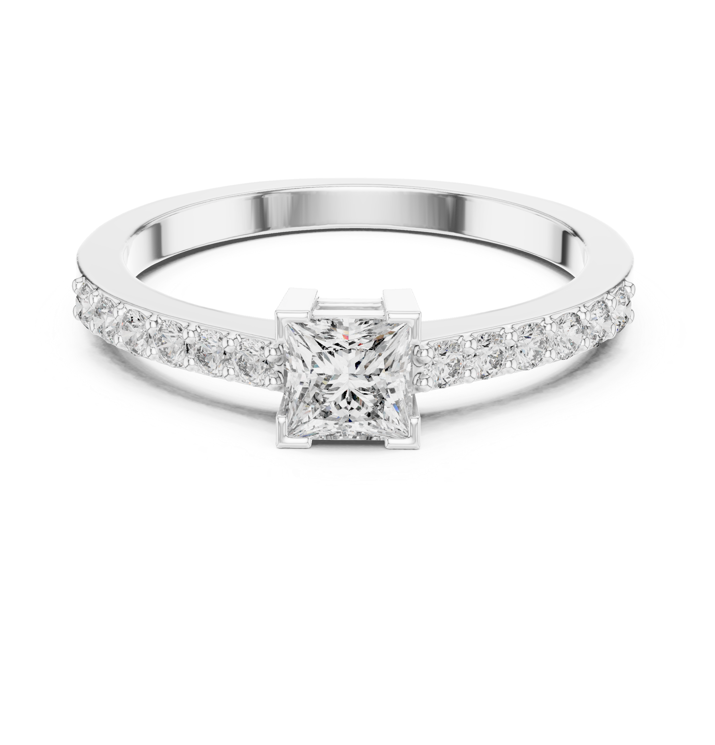 Princess Cut Pavé Solitaire