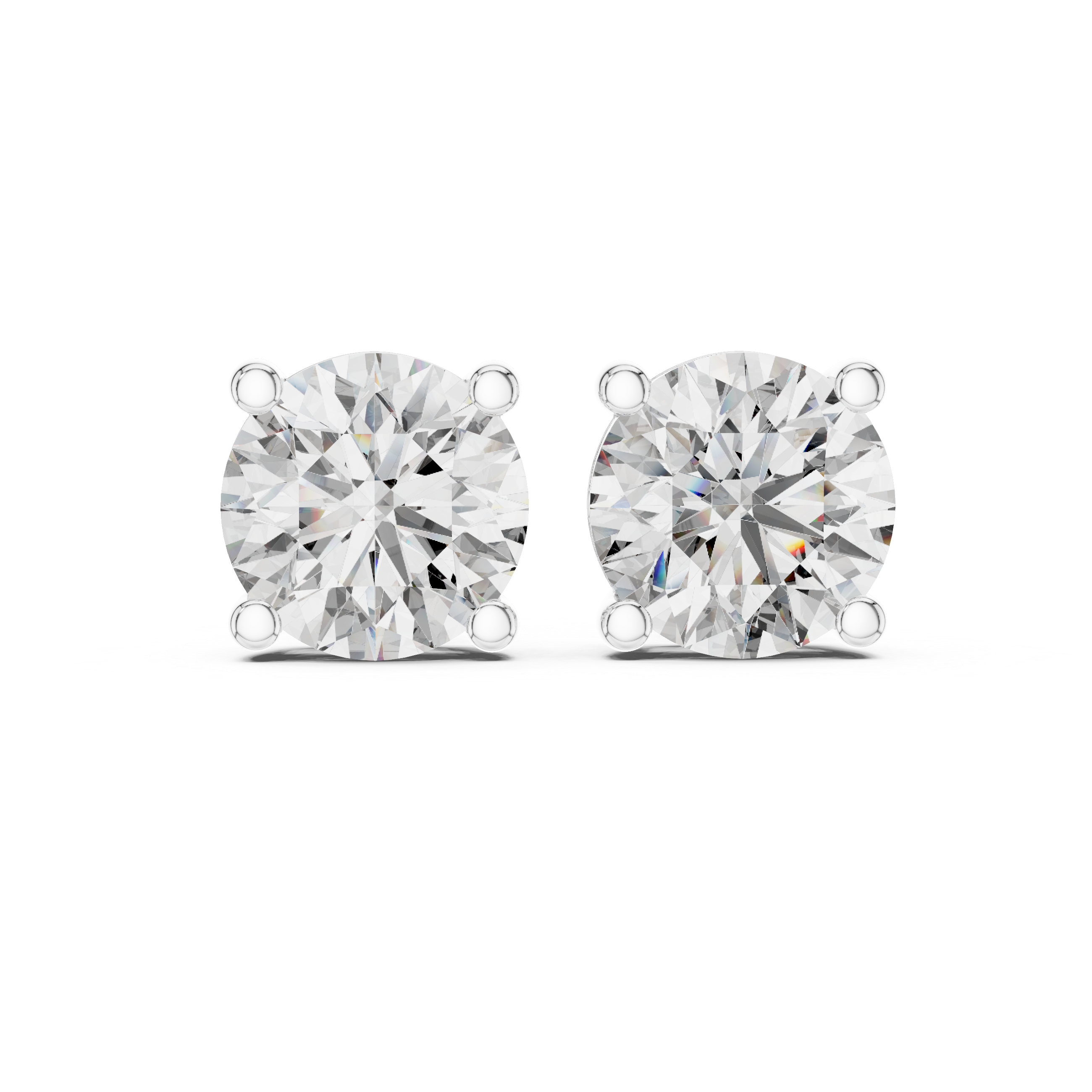 Pair of diamond stud earrings on a white background