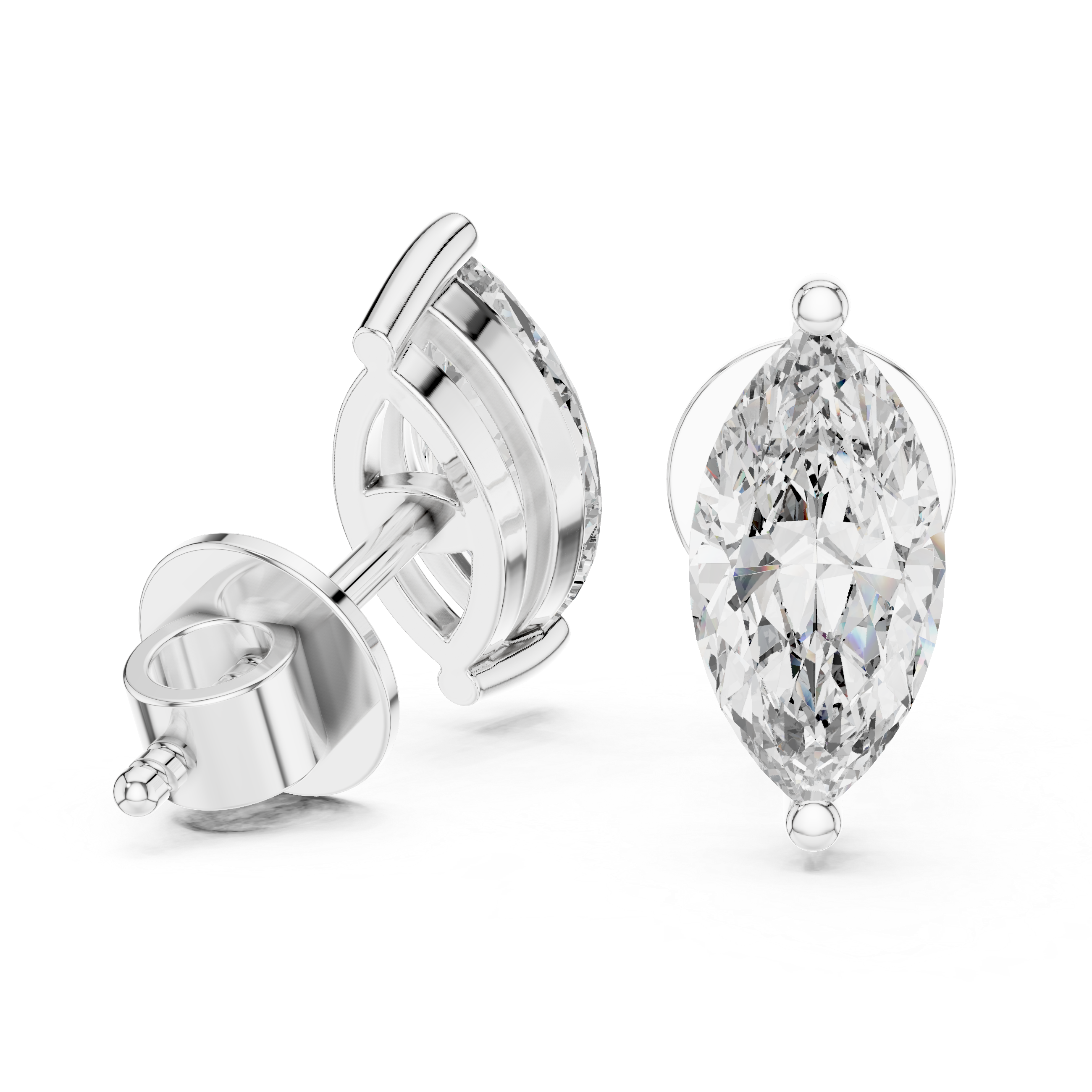 The Munich Earrings - Marquise Cut Diamond Solitaire Studs