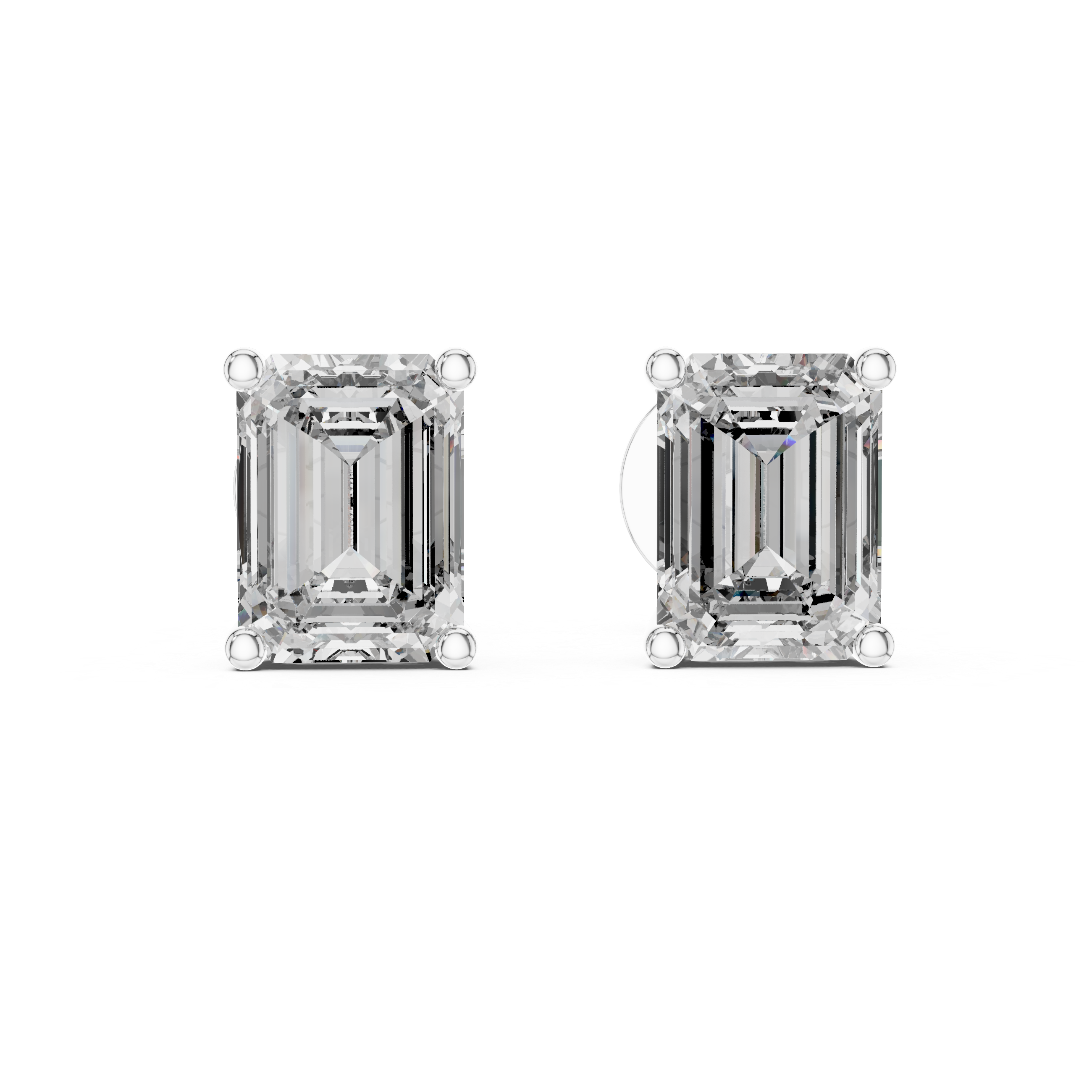 The Skive Earrings - Emerald Cut Diamond Solitaire Studs
