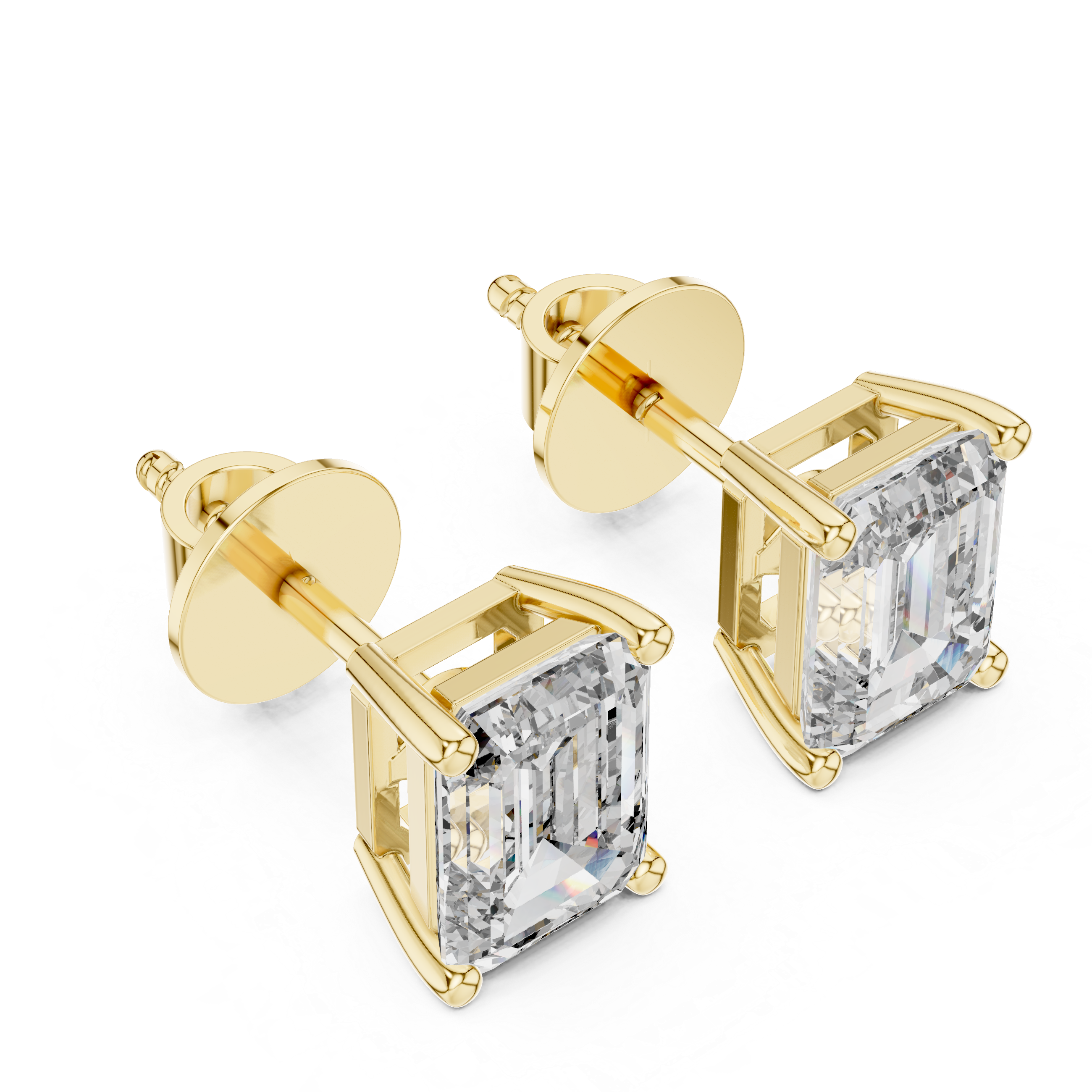 Muur Atelier Solid Gold Emerald Cut Diamond Solitaire Studs