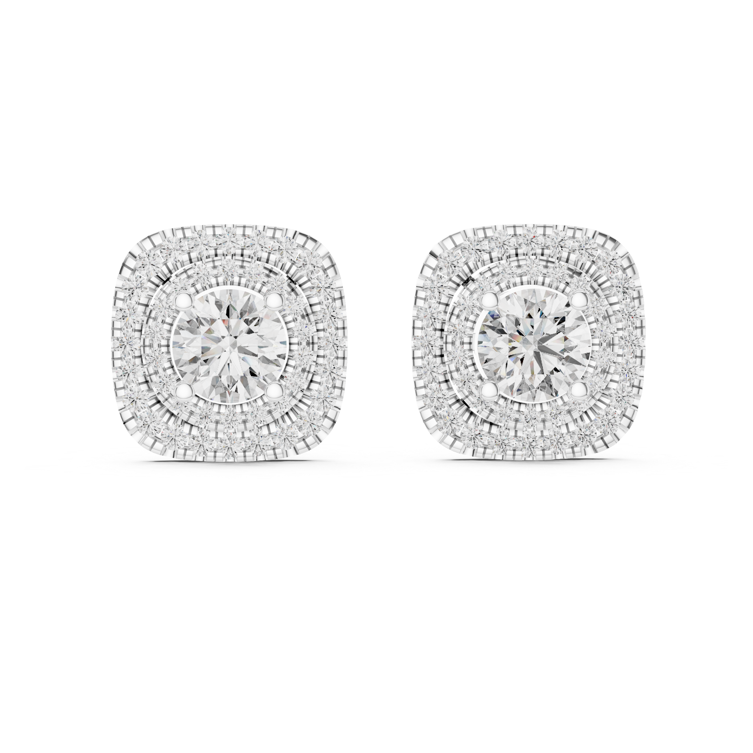 The Härnösand Earrings - Double Halo Round Brilliant Diamond Studs