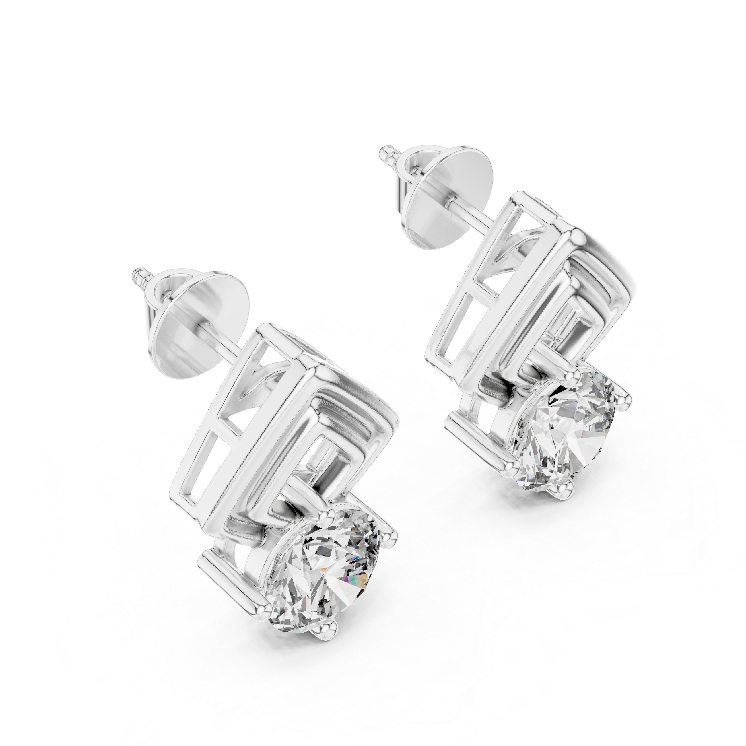 The Dallas Earrings - Geometric Chevron Diamond Drop Studs