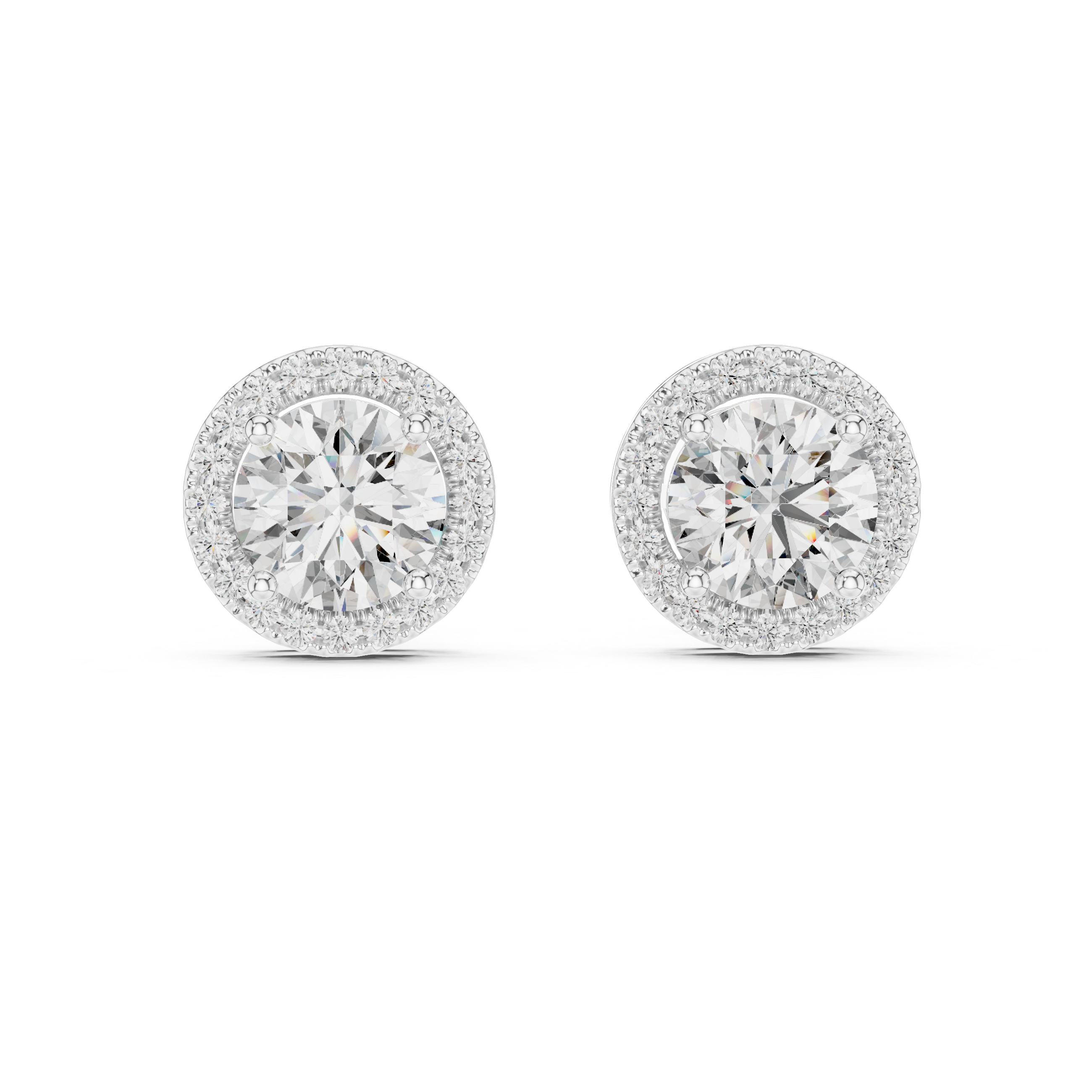 The Joensuu Earrings - Round Brilliant Halo Diamond Studs