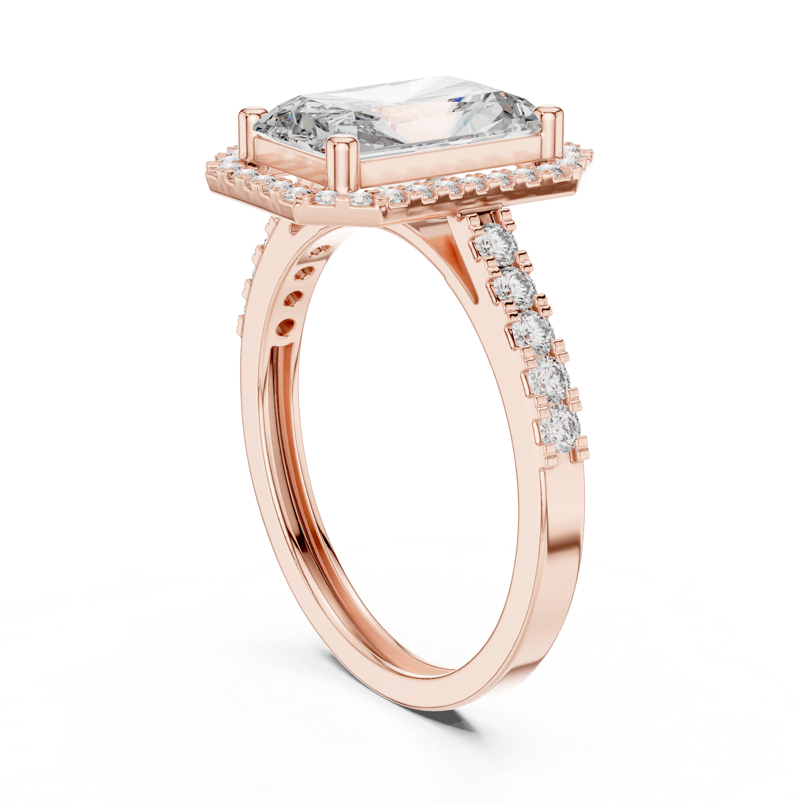 Radiant Halo Engagement Ring