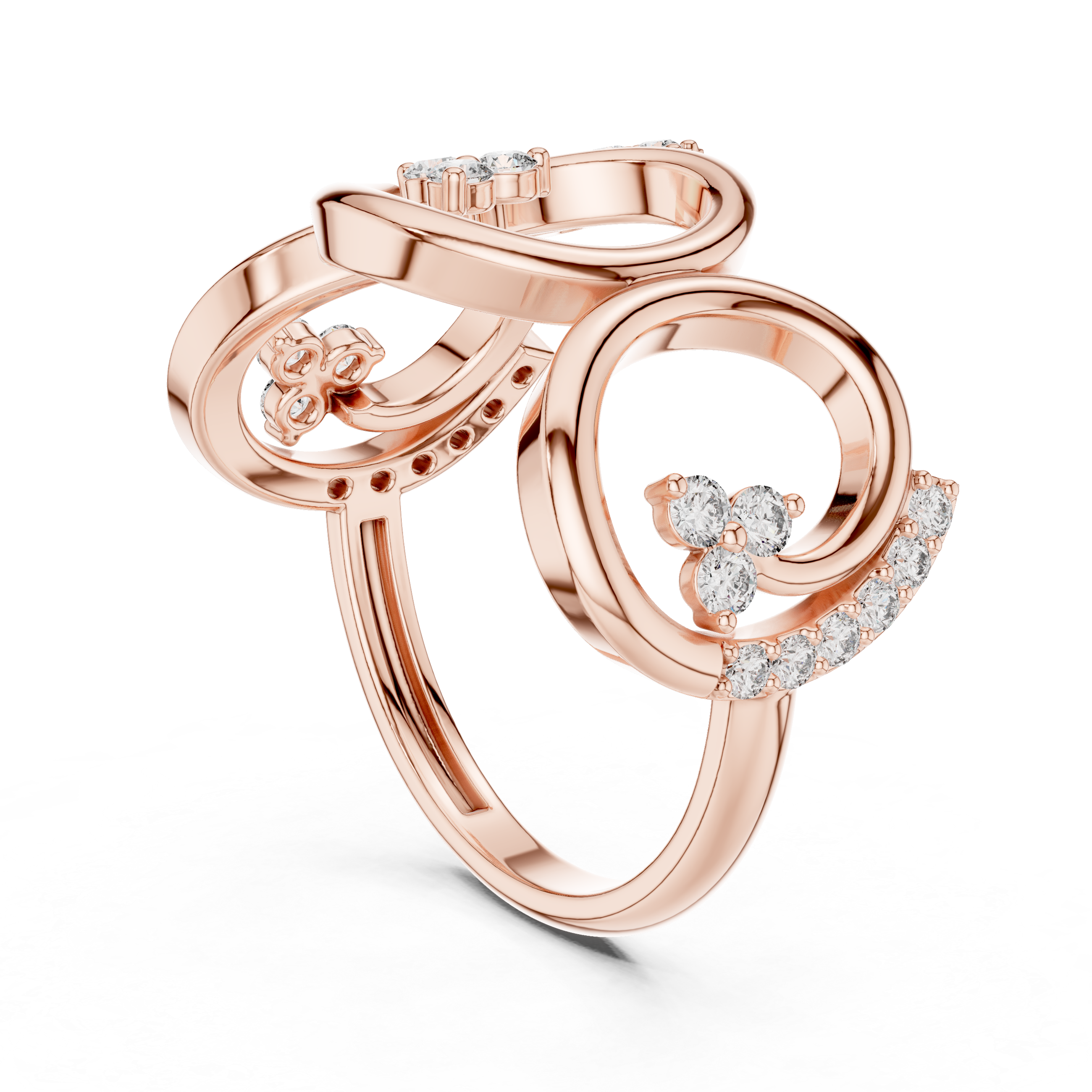 Open Scroll Pavé Diamond Ring