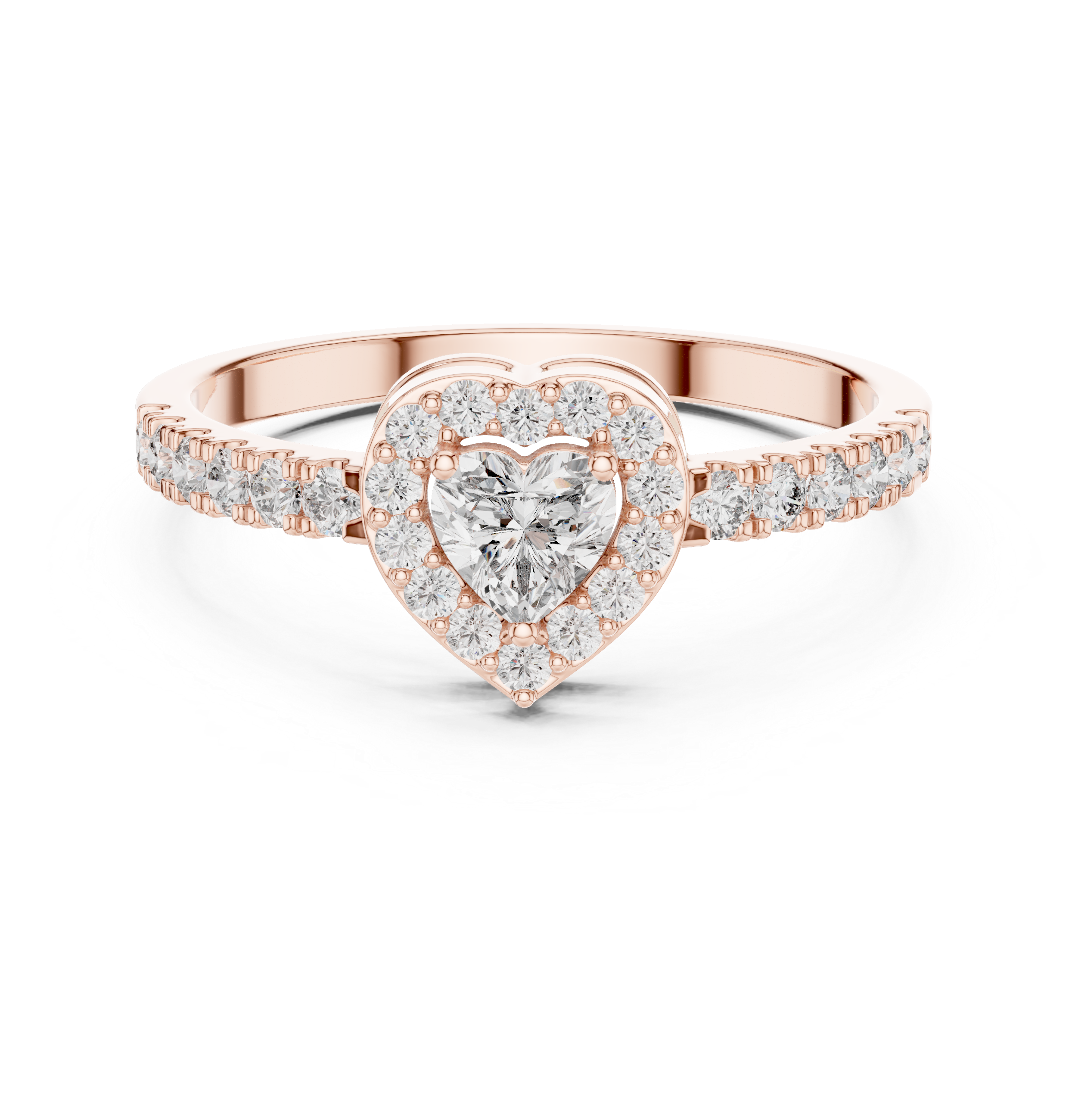 Heart Halo U-cut Pave Ring