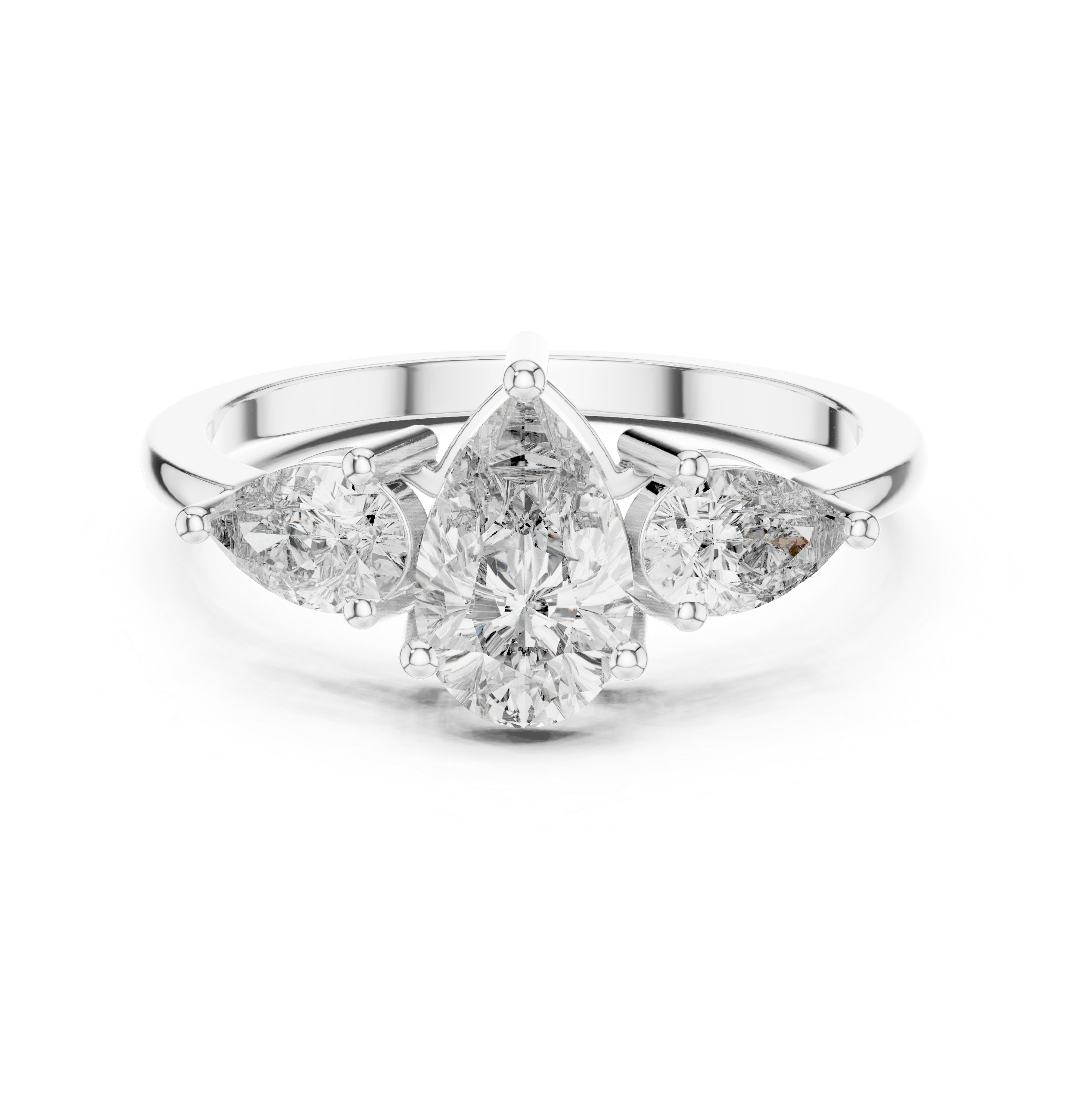 Pear Three-Stone Collet Ring