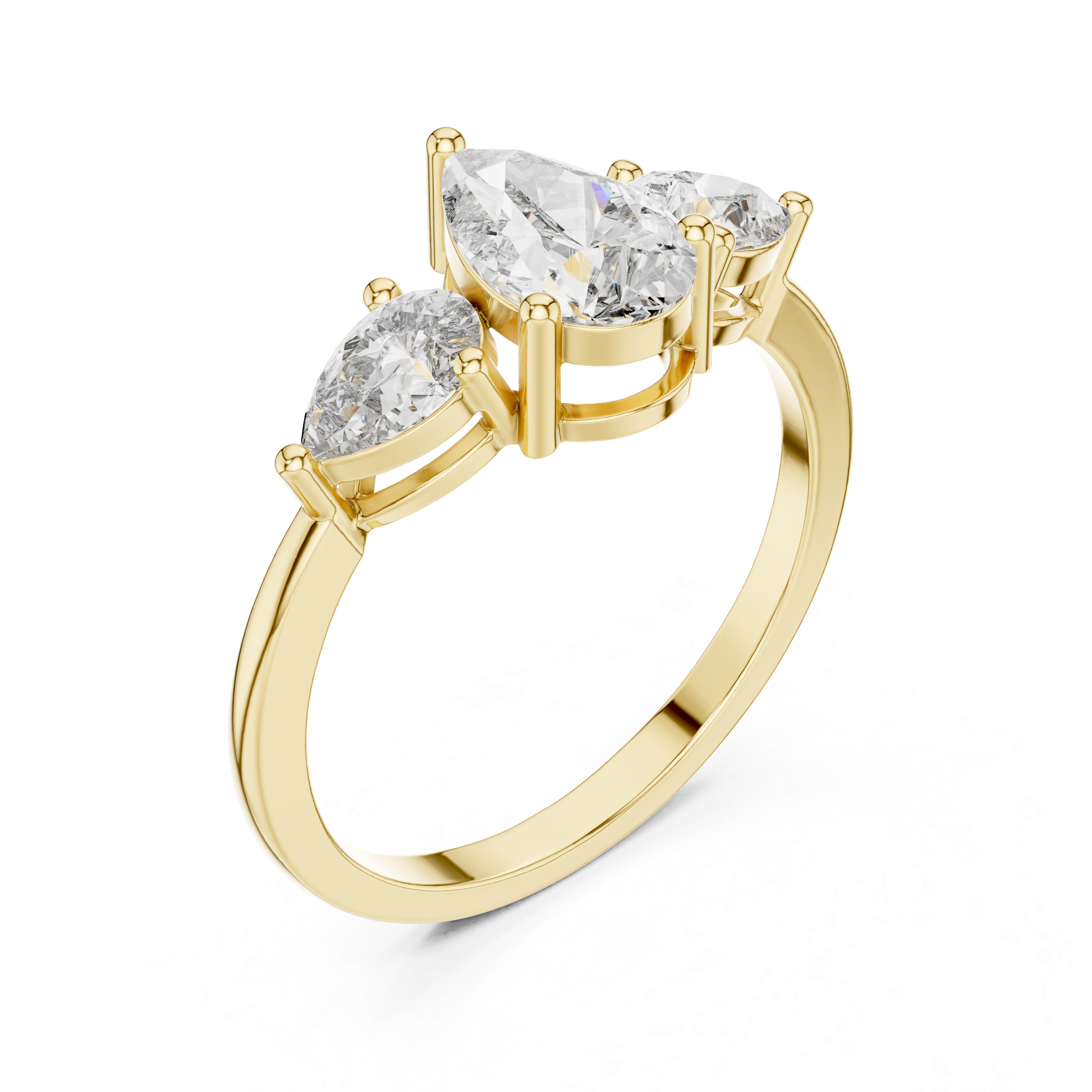 Pear Three-Stone Collet Ring