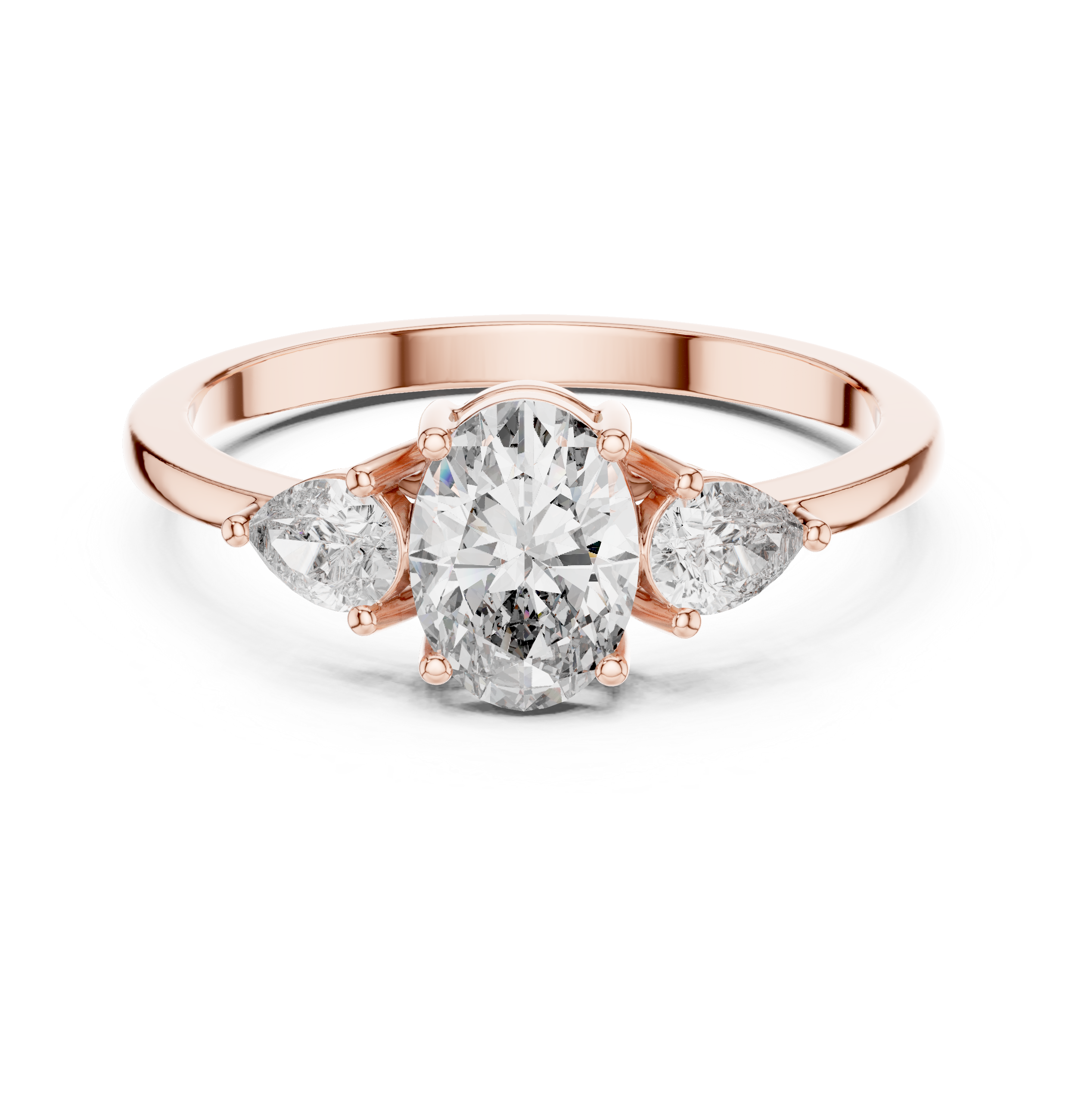 Oval & Pear Three-Stone Basket Ring