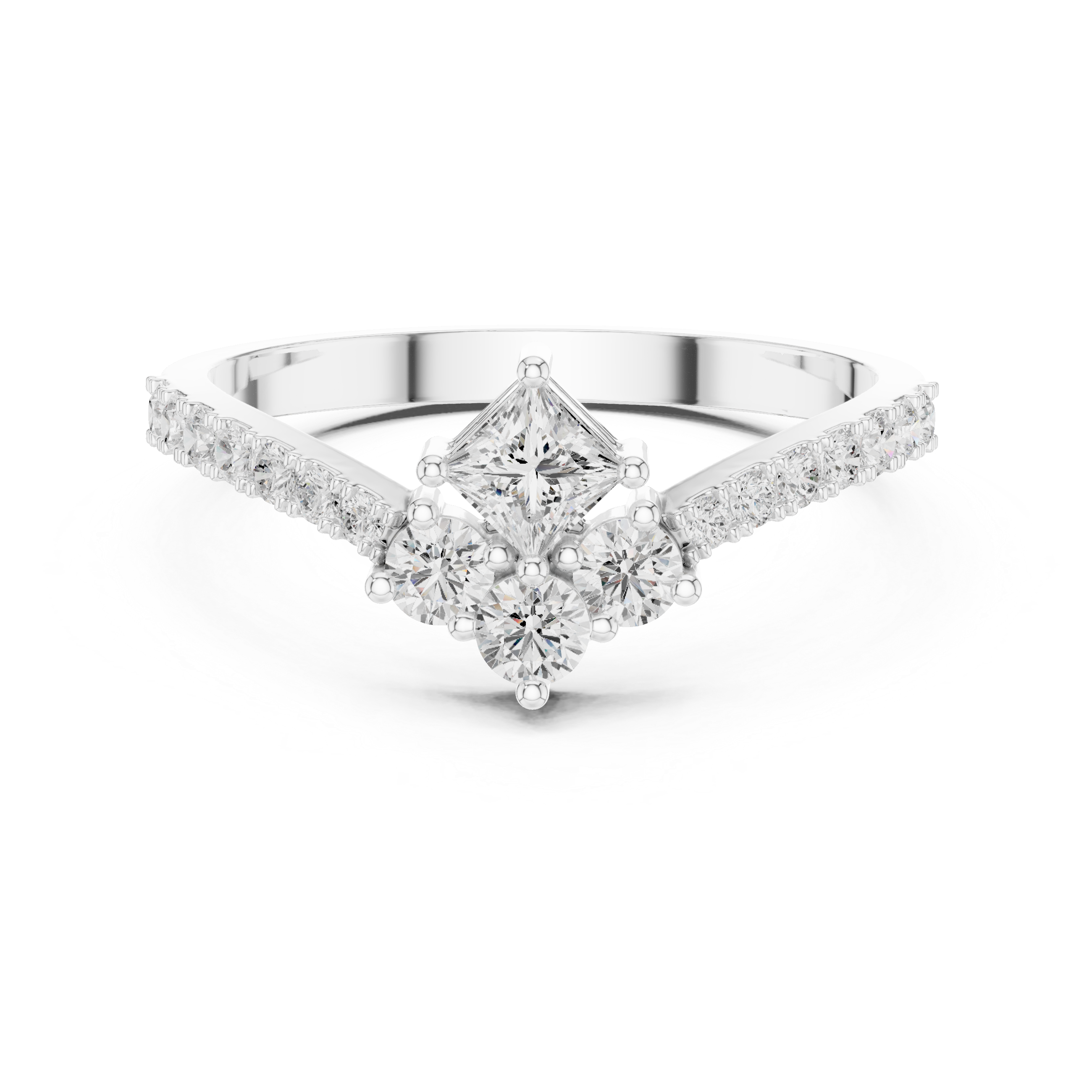 Graduated Round Cluster Pavé Ring