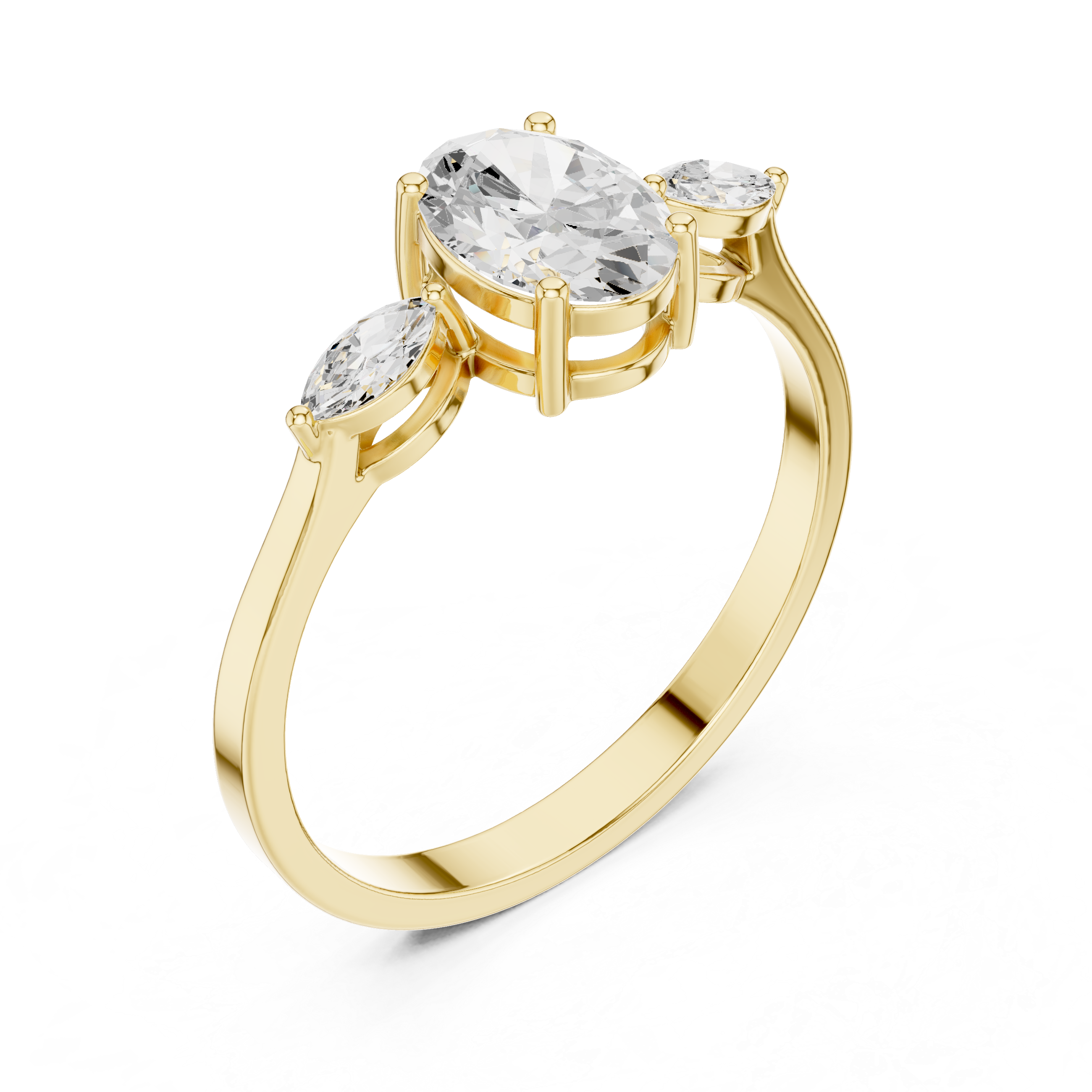 Oval & Marquise Three-Stone Prong Ring