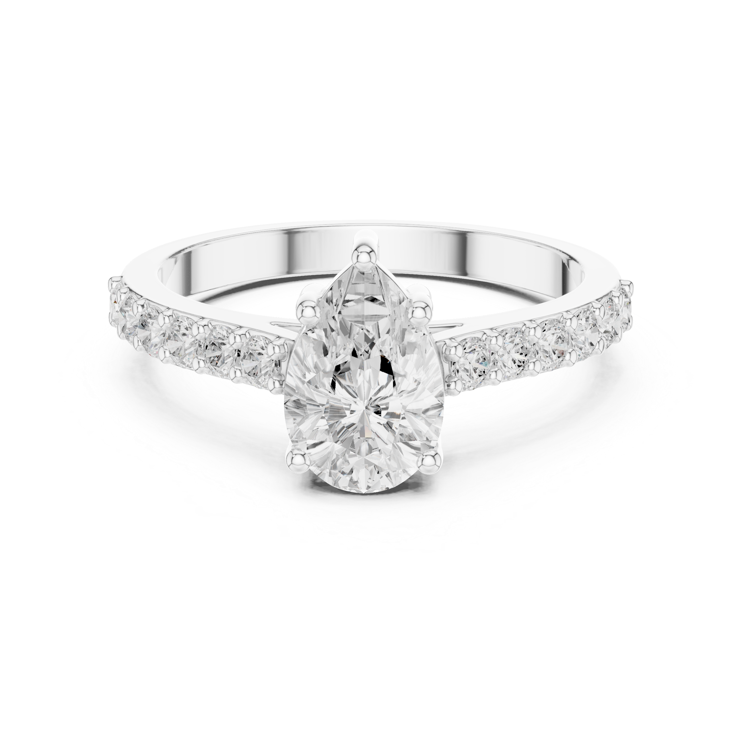 Pear Solitaire with Pavé Band