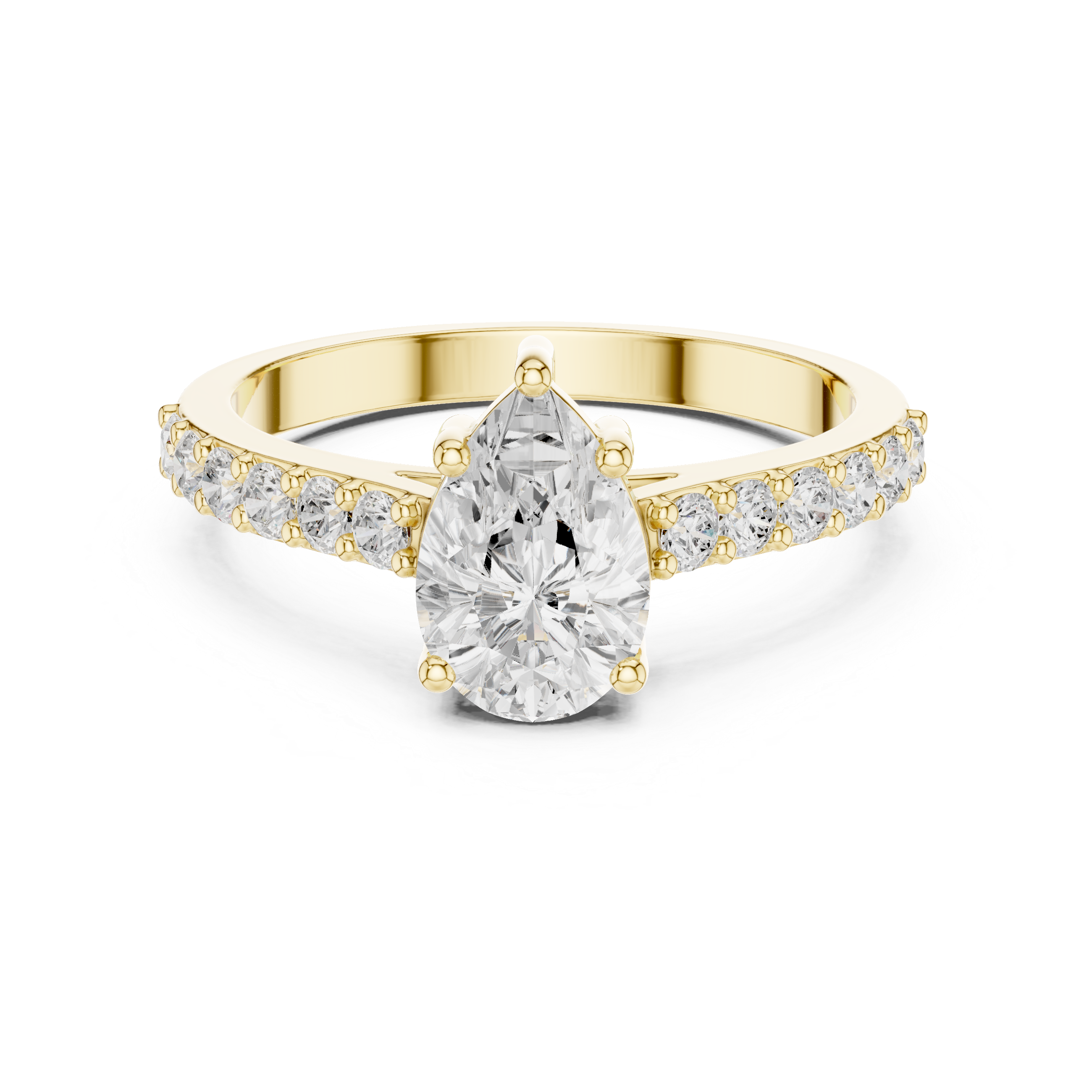 Pear Solitaire with Pavé Band