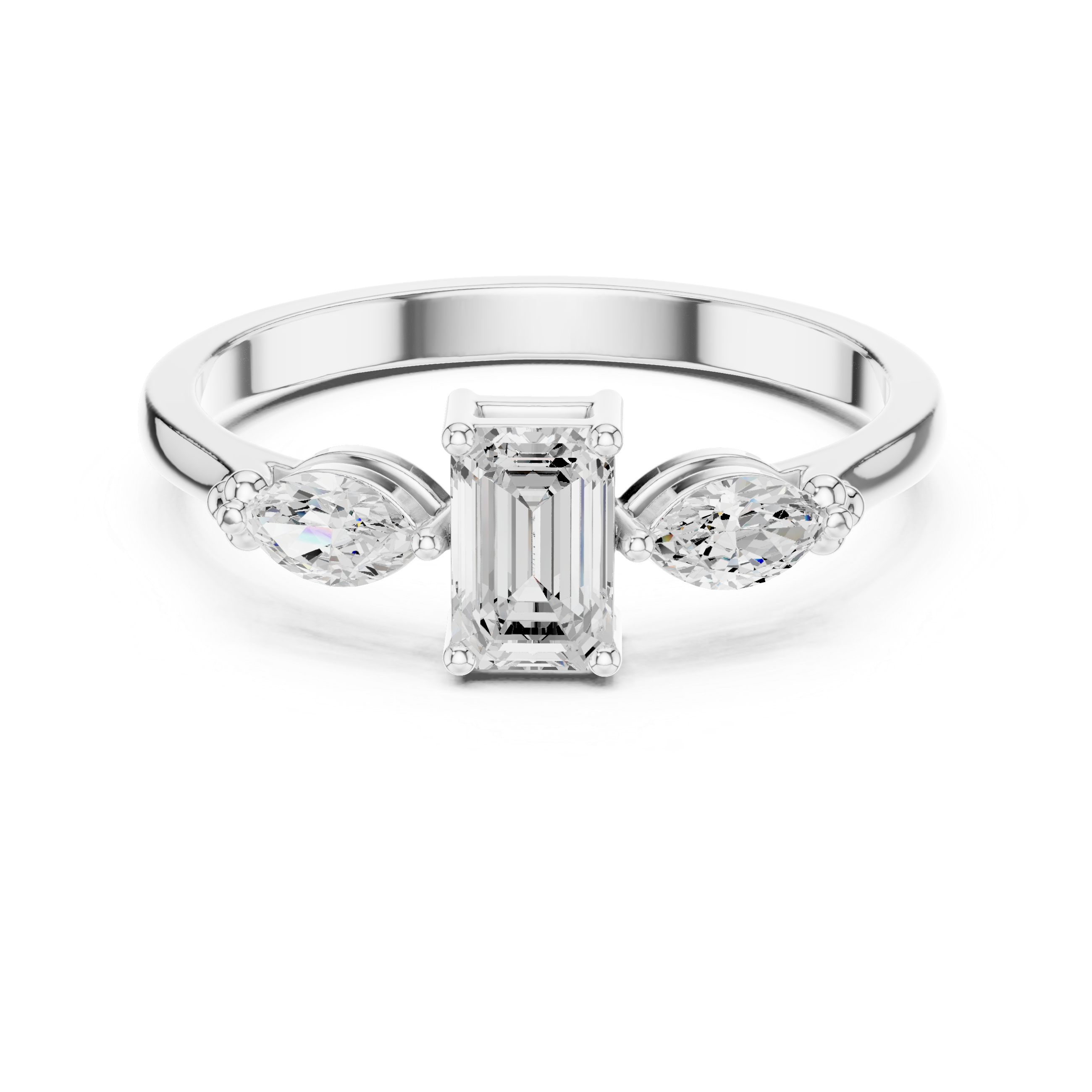 Emerald & Marquise Three-Stone Ring