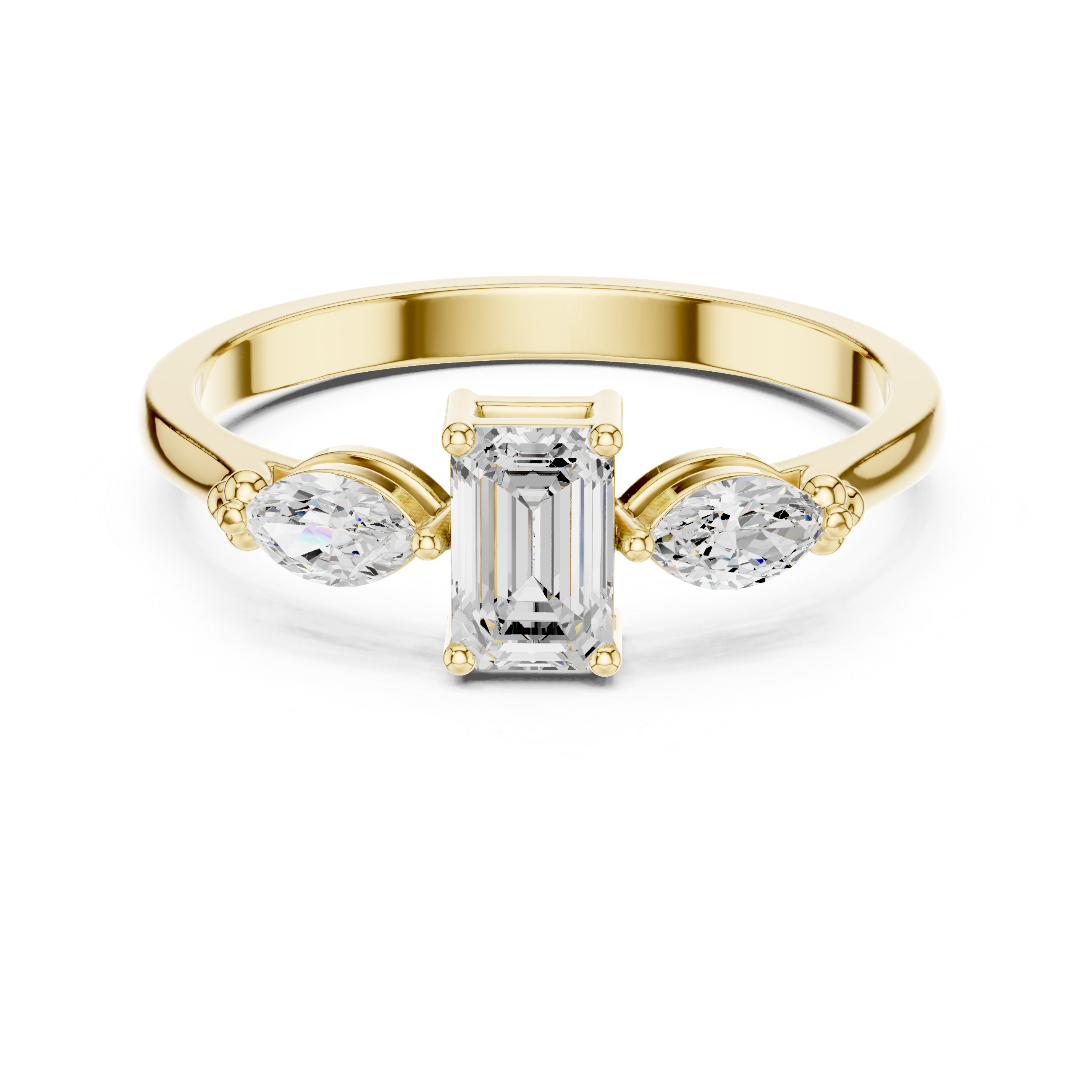 Emerald & Marquise Three-Stone Ring