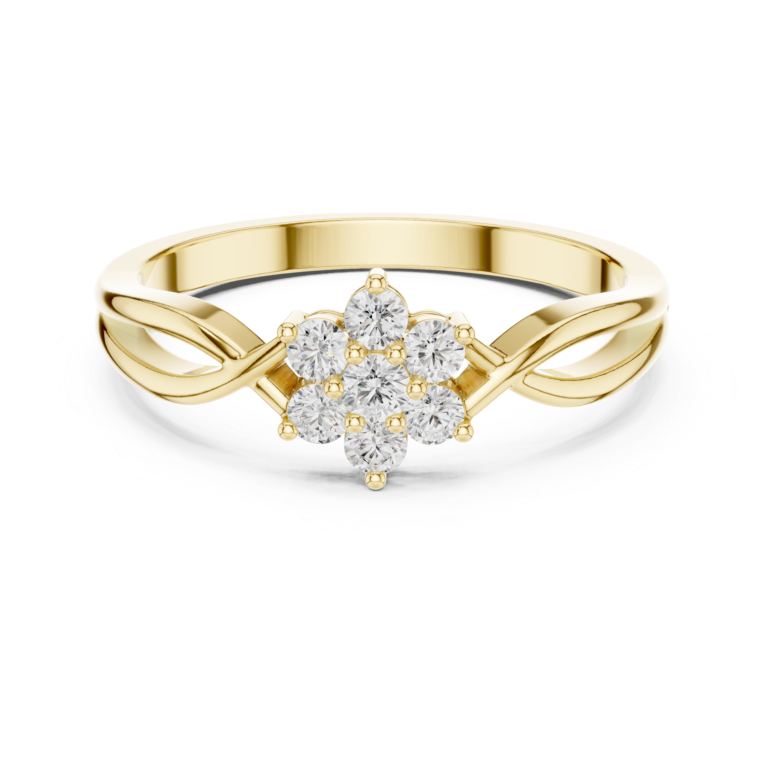 Round Diamond Cluster Flower Ring