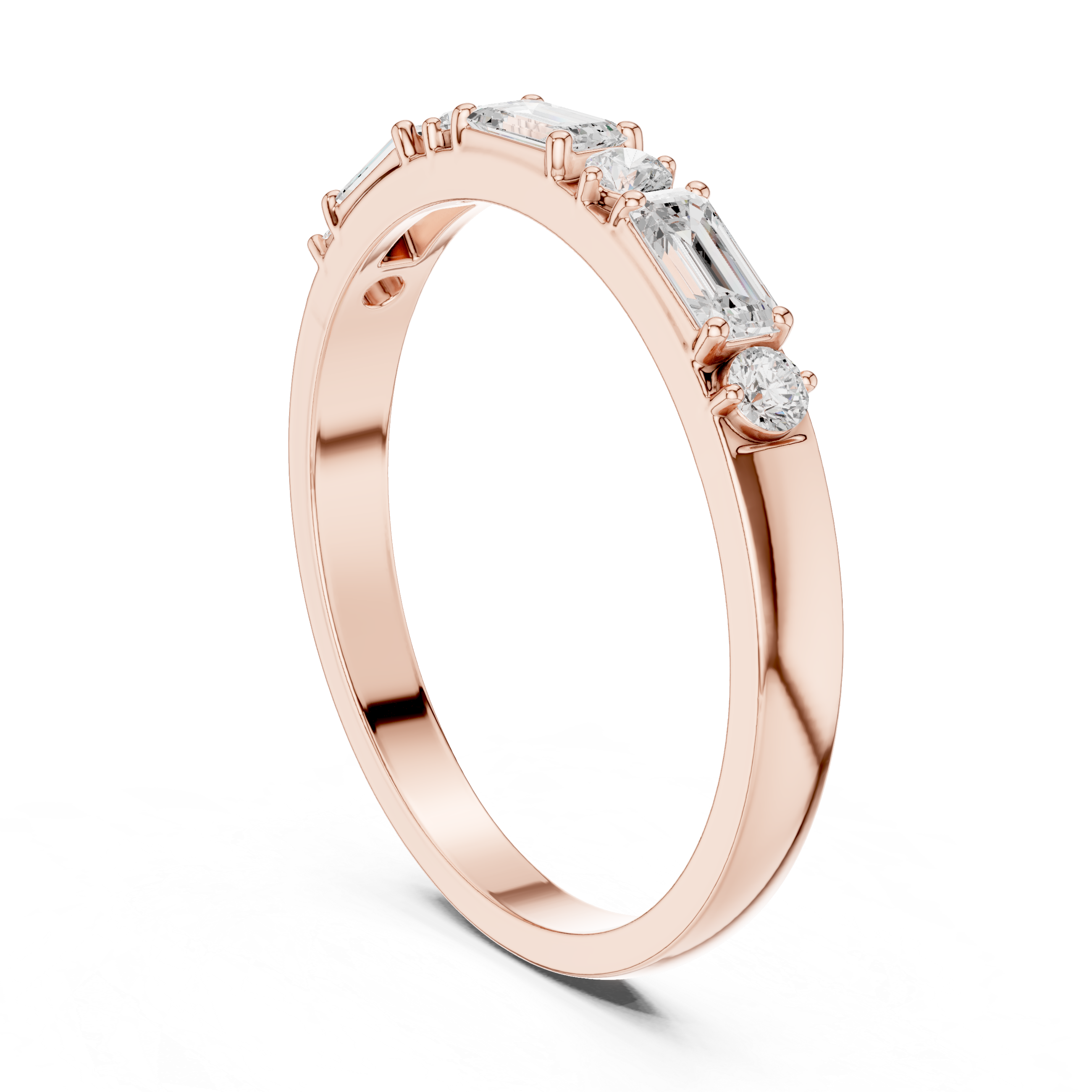 Emerald & Round Collet Band