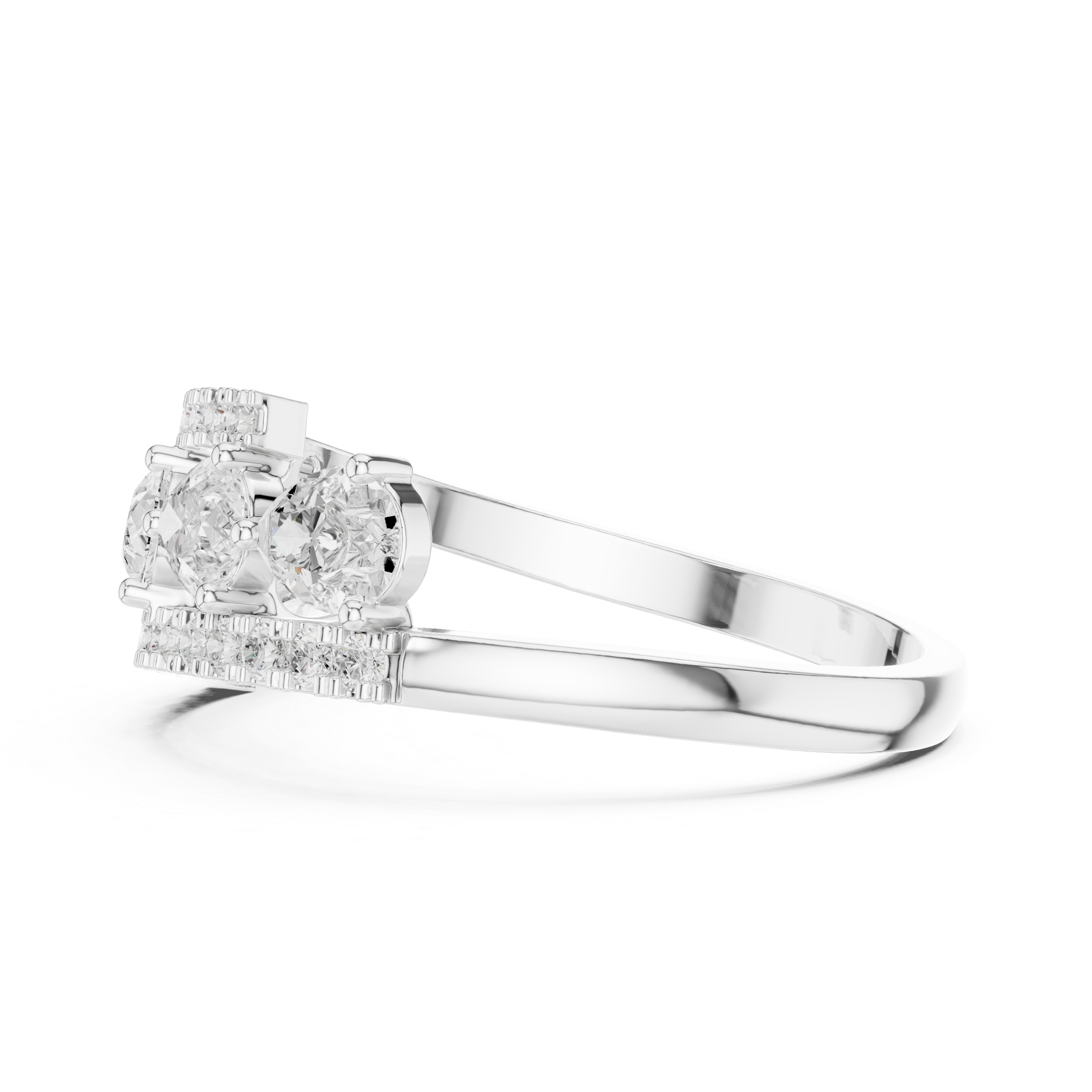 Pear Five-Stone Bypass Ring, Micro-Pavé