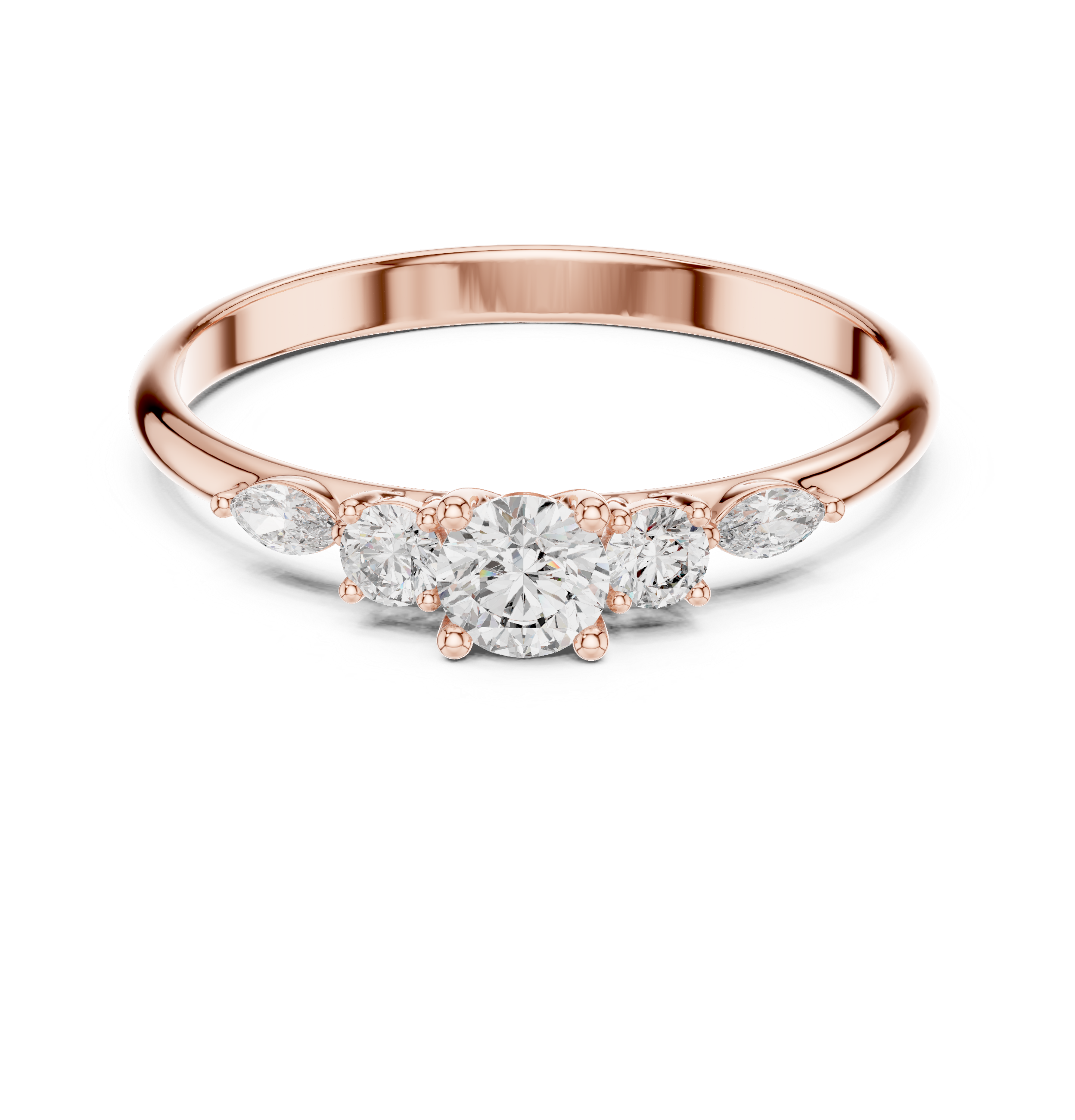 Round & marquise five-stone ring