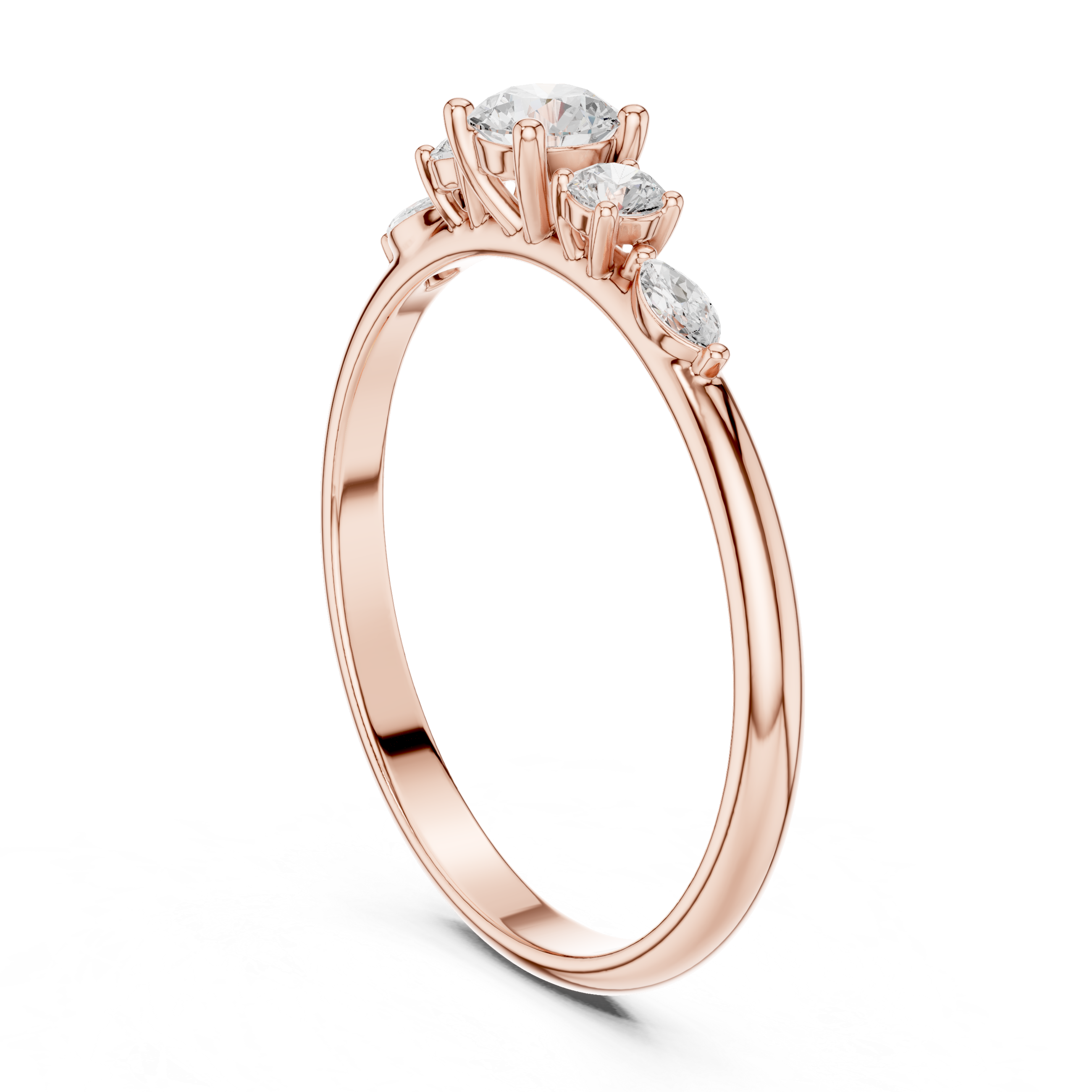 Round & marquise five-stone ring