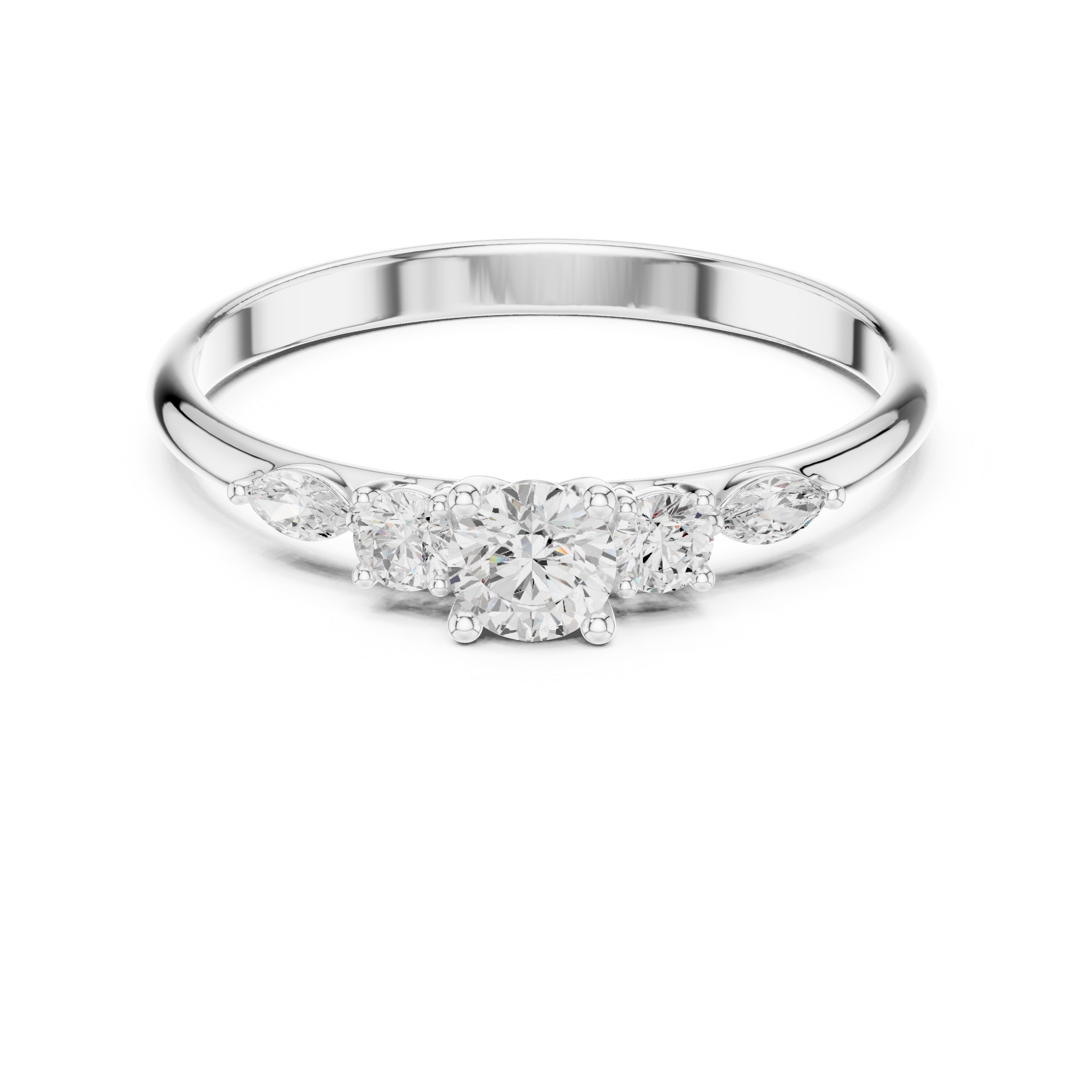 Round & marquise five-stone ring