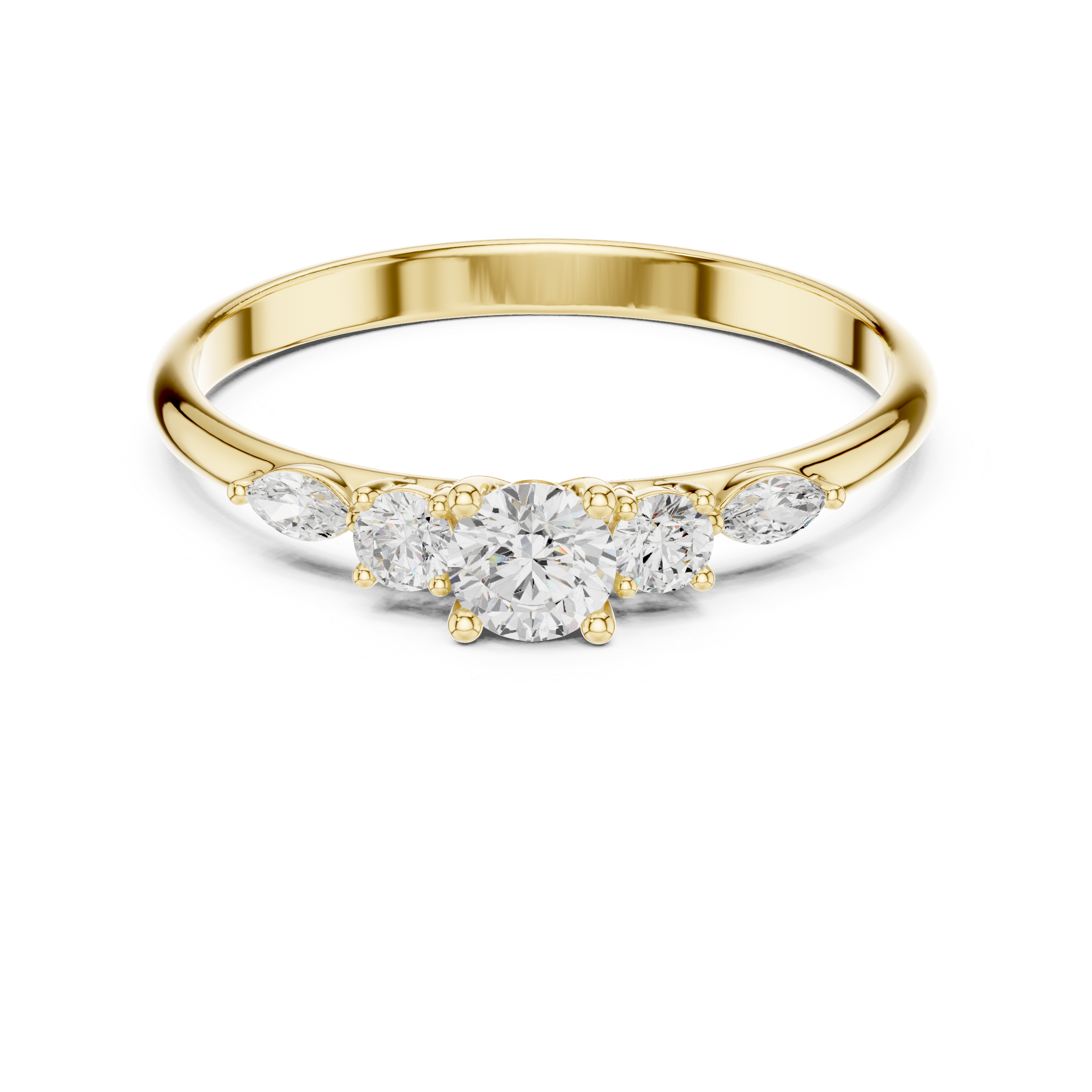 Round & marquise five-stone ring