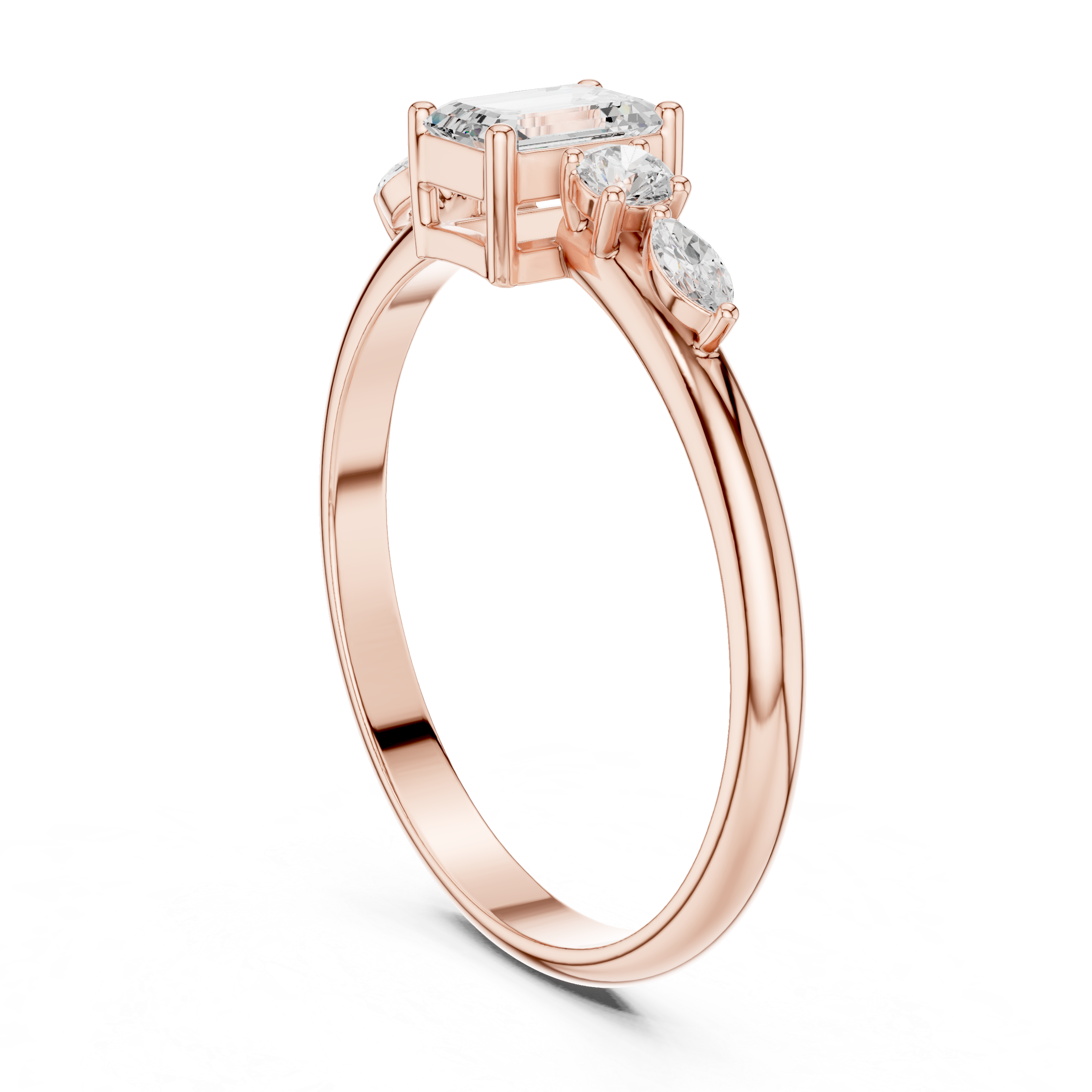 Emerald-cut & marquise five-stone