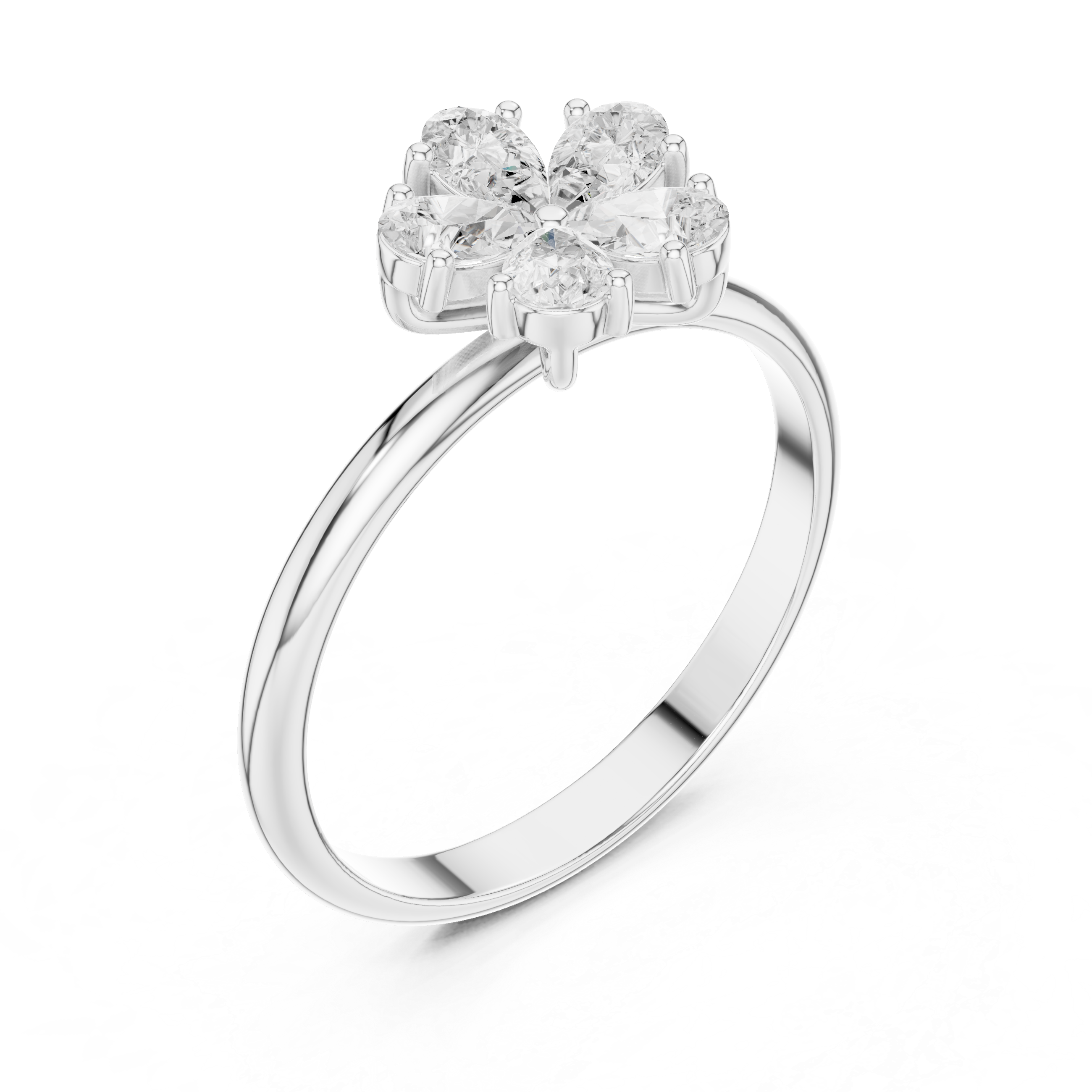 Pear floral cluster ring, collet