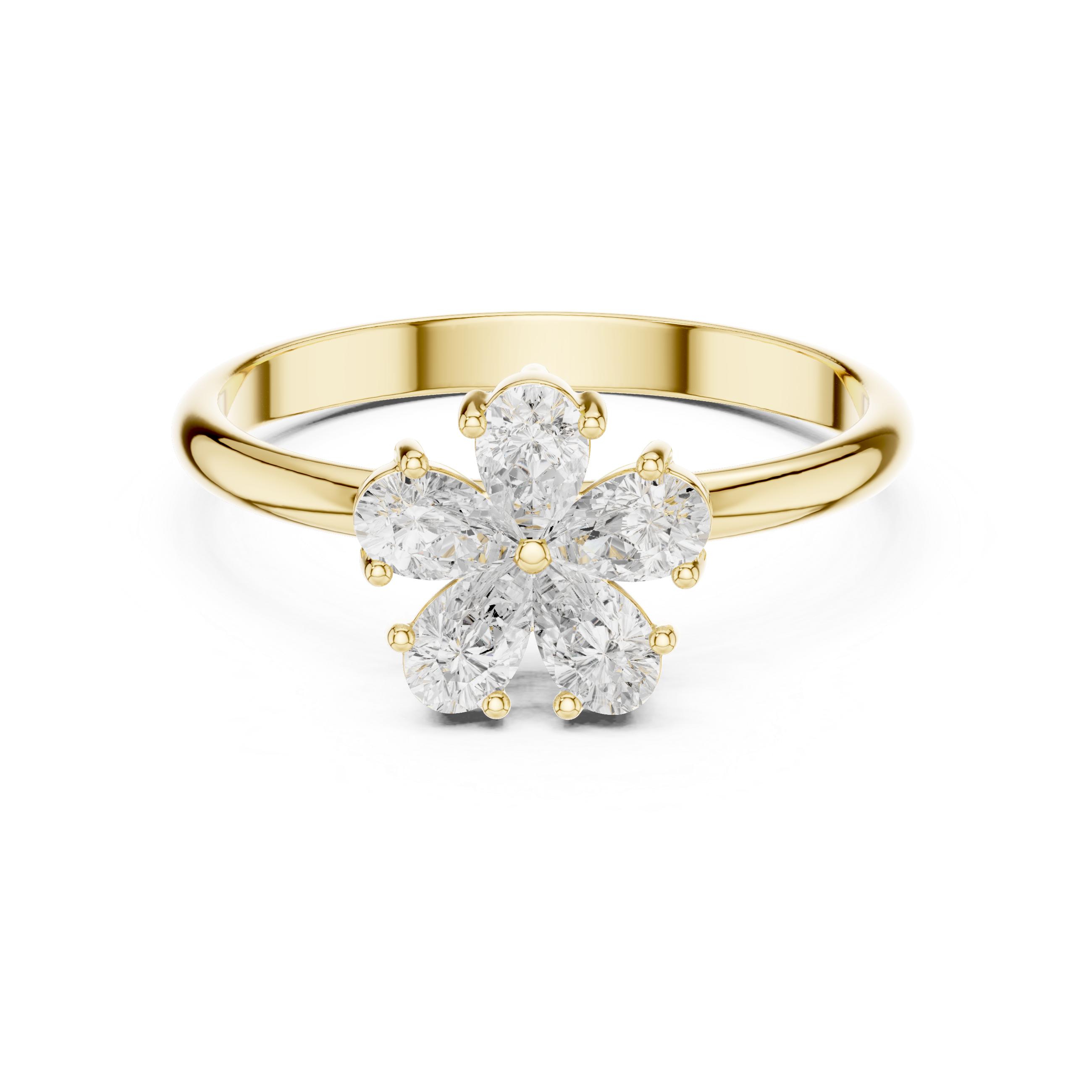 Pear floral cluster ring, collet
