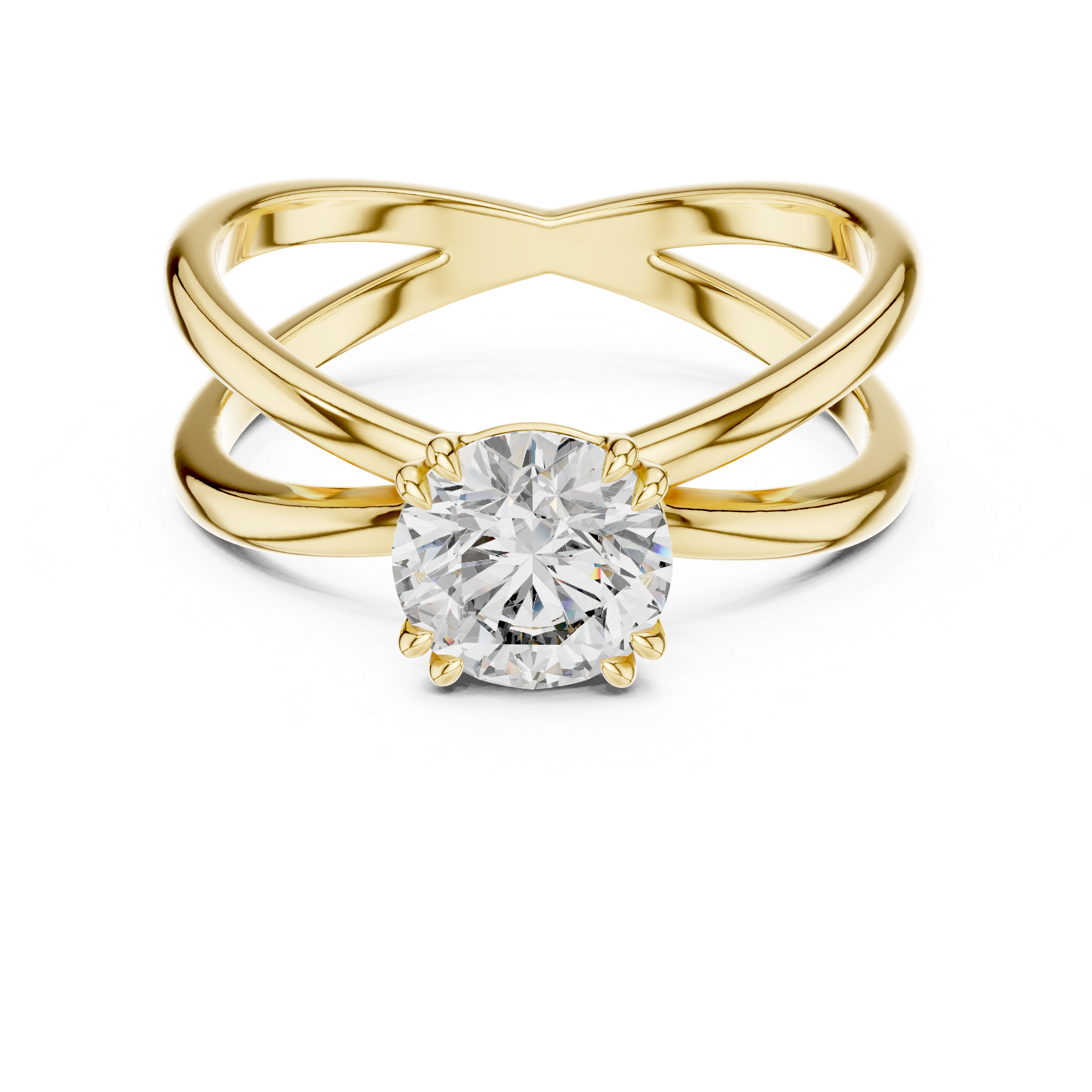 Round Solitaire Split-Cathedral Ring