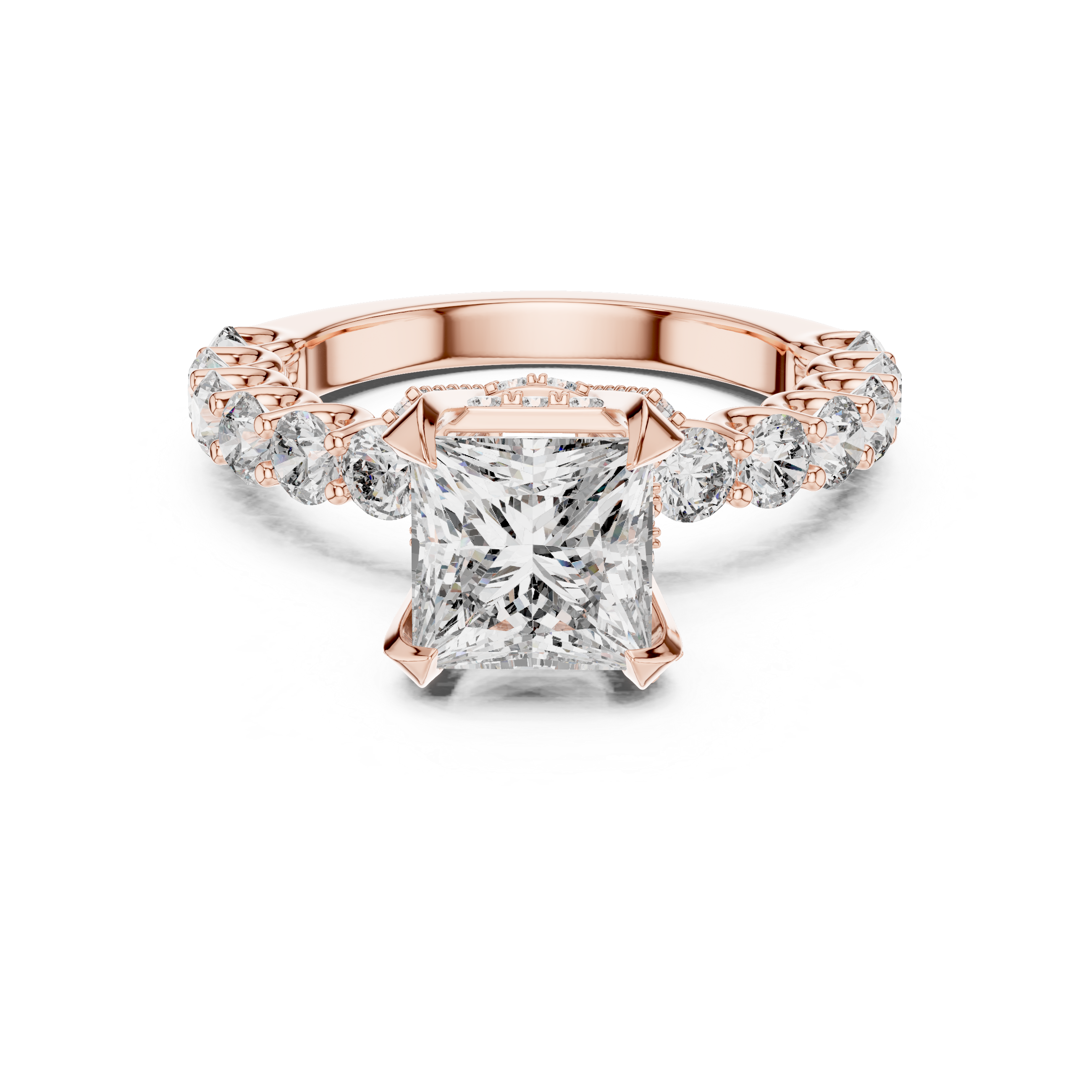 Princess Cut Pavé Cathedral Ring